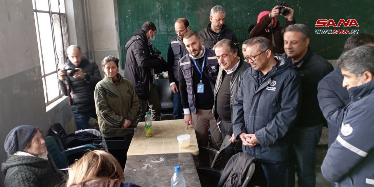 WHO Chief Tedros Adhanom Ghebreyesus visits Aleppo, Syria, on February 11. 