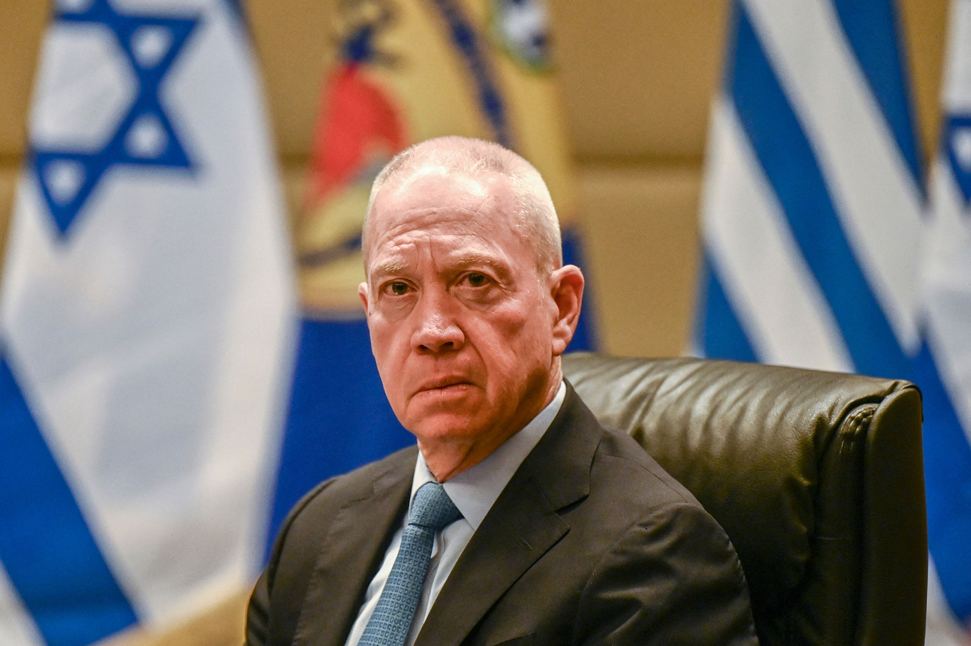 Israel's Defense Minister Yoav Gallant speaks during a meeting with his Greek counterpart in Athens, Greece, on May 4, 2023.