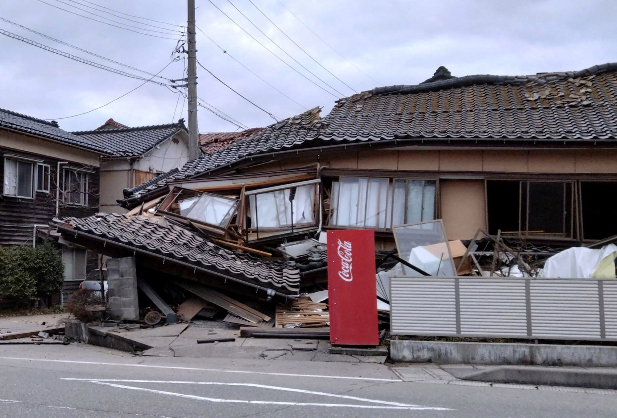 A collapsed house is seen following an earthquake in Wajima, Japan, on January 1. 