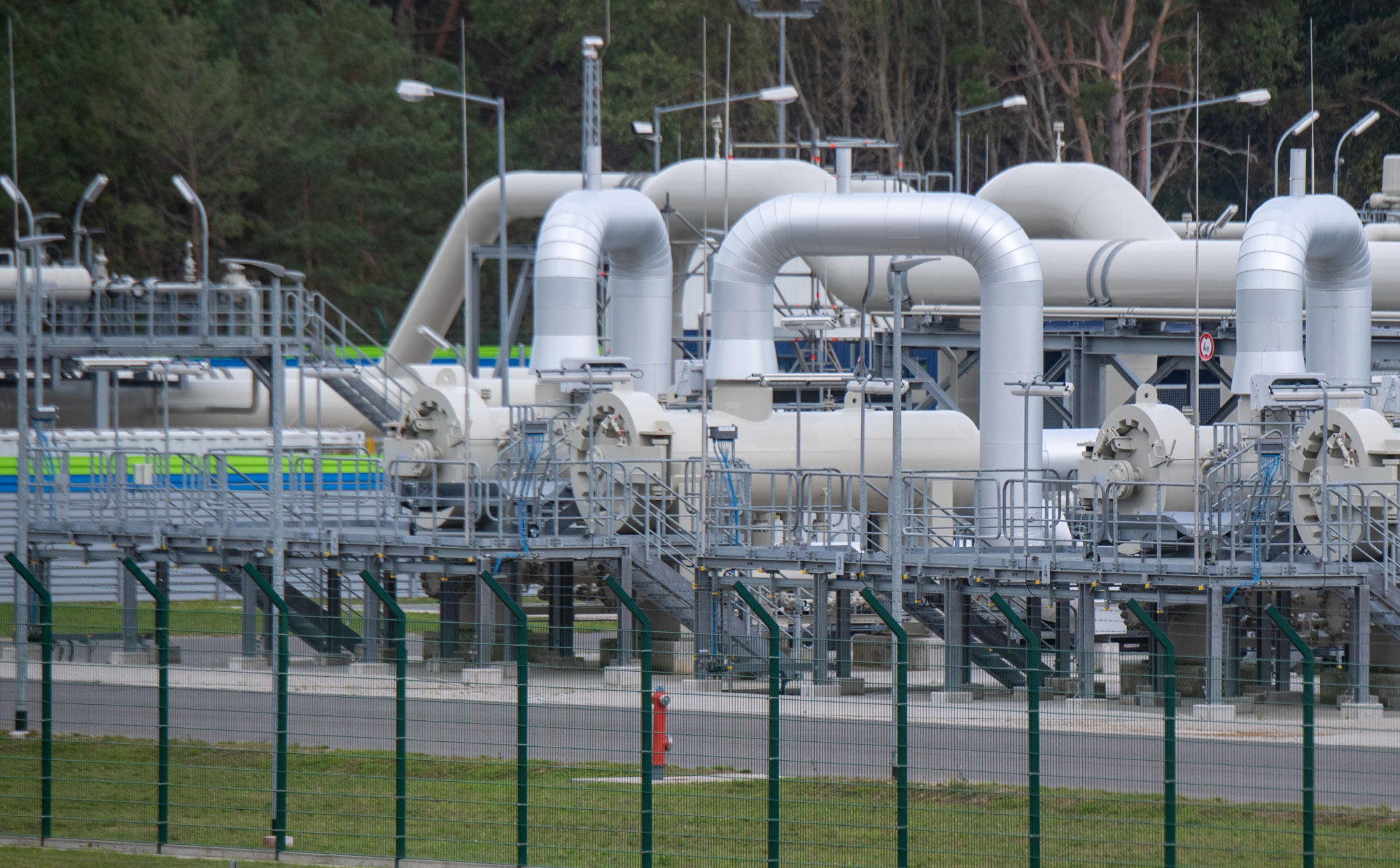 Pipe systems and shut-off devices at the gas receiving station of the Nord Stream 2 Baltic Sea pipeline in Lubmin, Germany, on Monday.