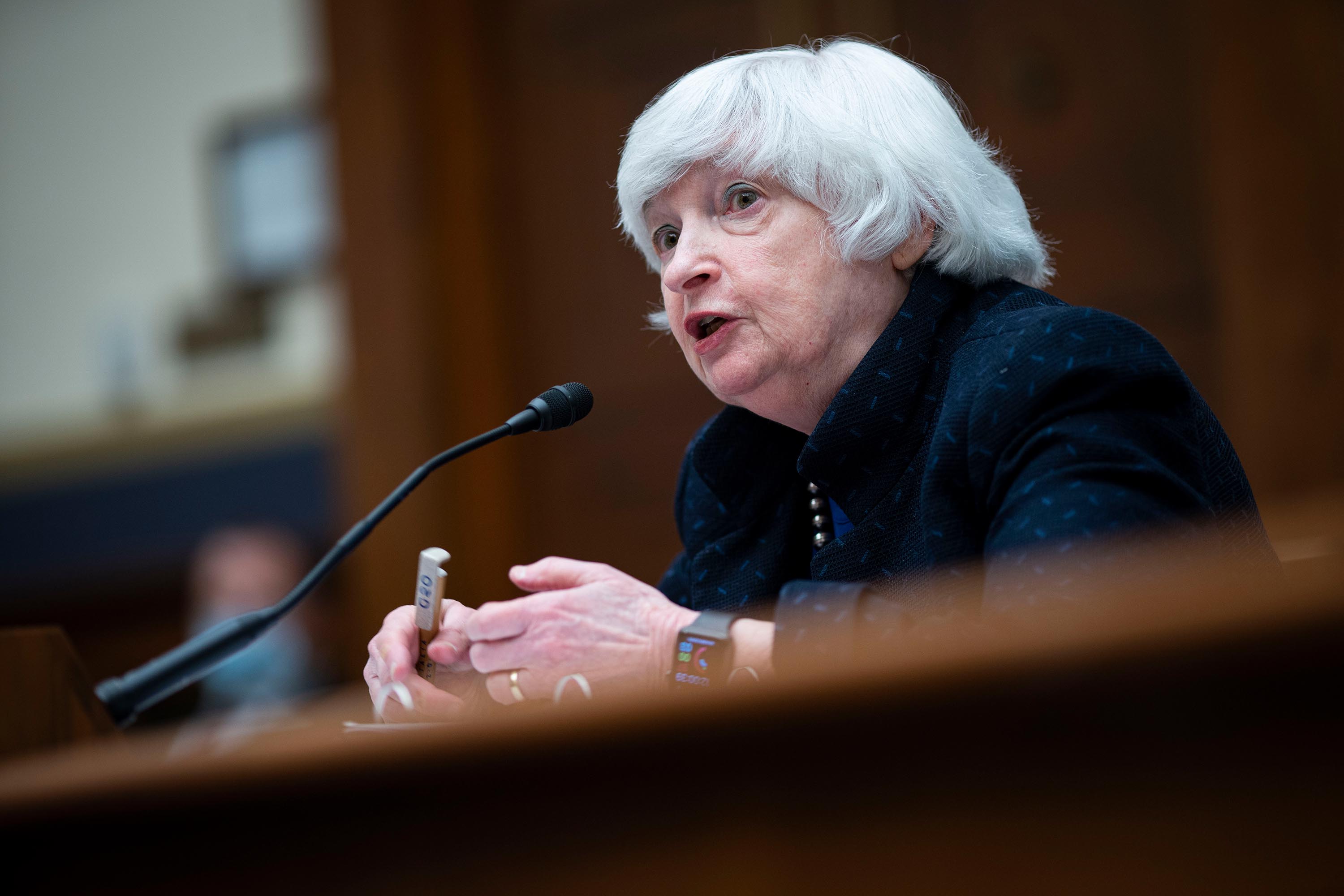 Janet Yellen, U.S. Treasury secretary, speaks at a House Financial Services Committee hearing on Capitol Hillon September 30, 2021 in Washington, DC. 