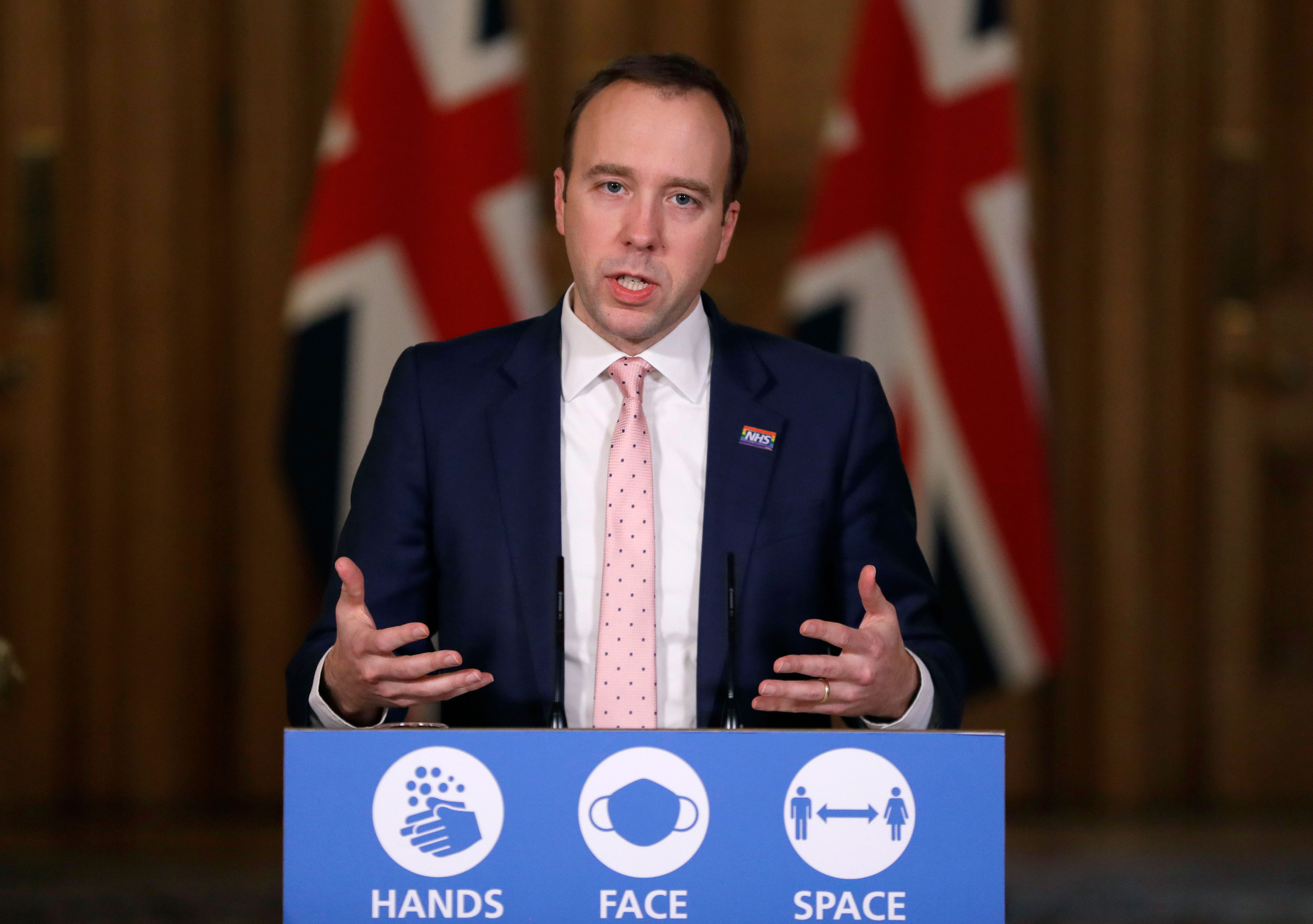 British Health Secretary Matt Hancock speaks at a press conference in London on December 23.