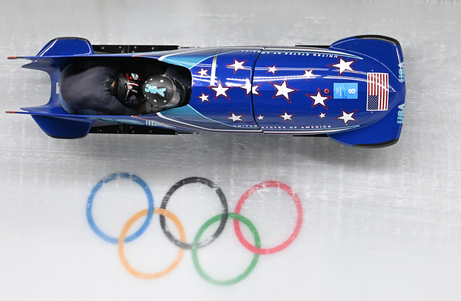 USA's Elana Meyers Taylor and Sylvia Hoffman compete in the 2-woman bobsleigh event on February 18.
