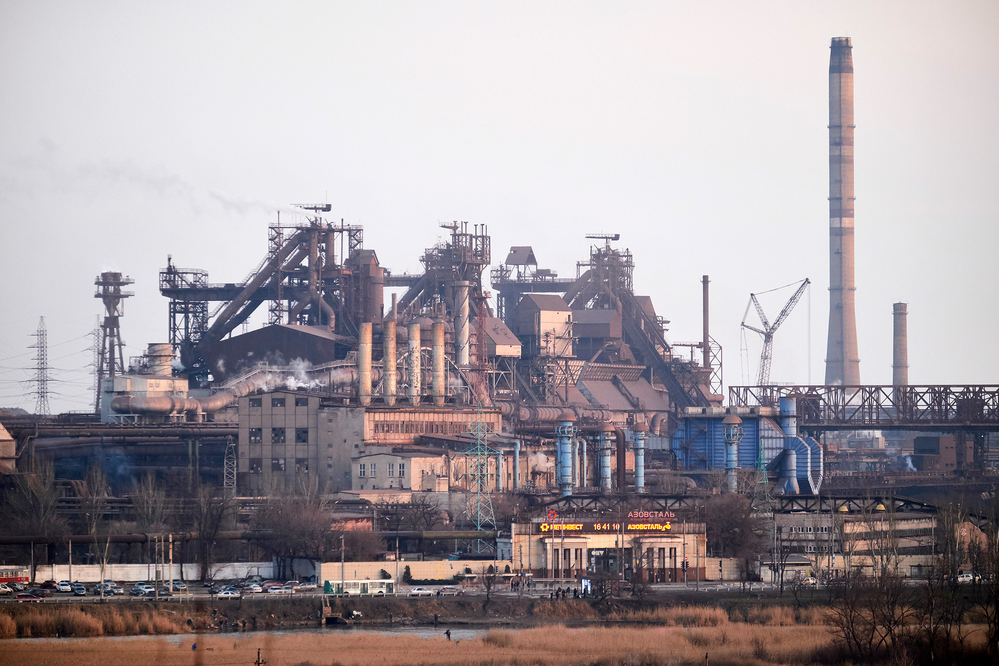 The Azov Steel plant in Mariupol, Ukraine on February 17, 2022. Due to conflicting reports from both sides, it is currently unclear whether Ukraine remains in control of the plant. 