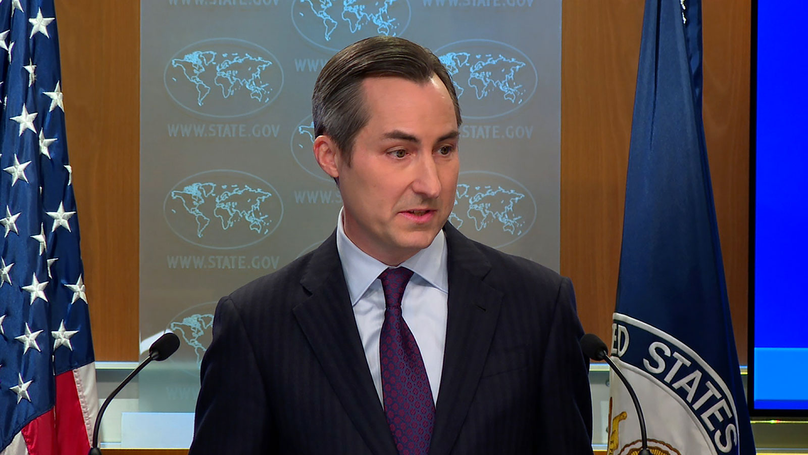 State Department spokesperson Matthew Miller speaks during a briefing on Monday, March 11. 