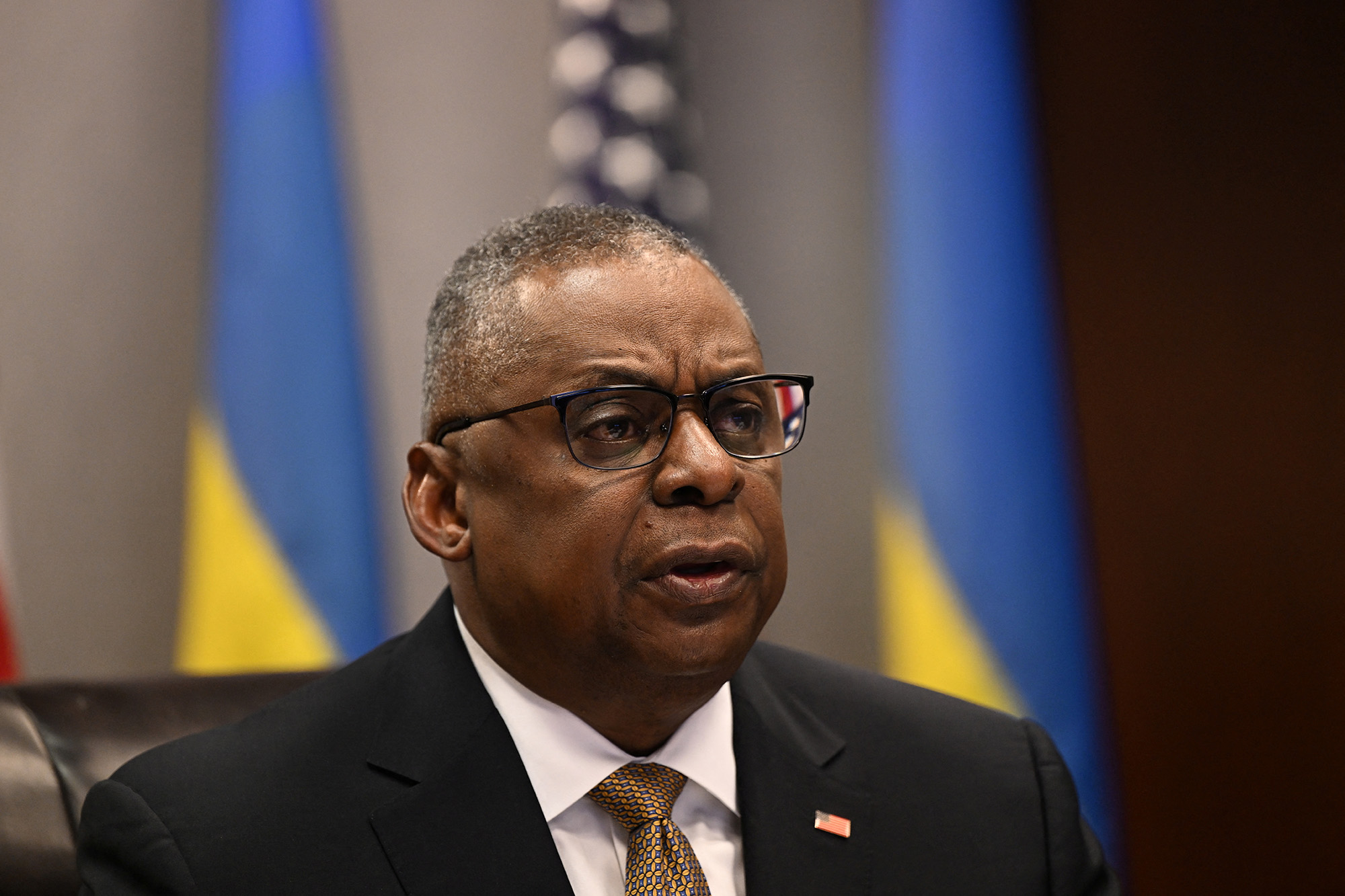 U.S. Defense Secretary Lloyd Austin attends a virtual meeting of Ukraine Defense Contact Group, at the Pentagon in Washington D.C, on March 15.