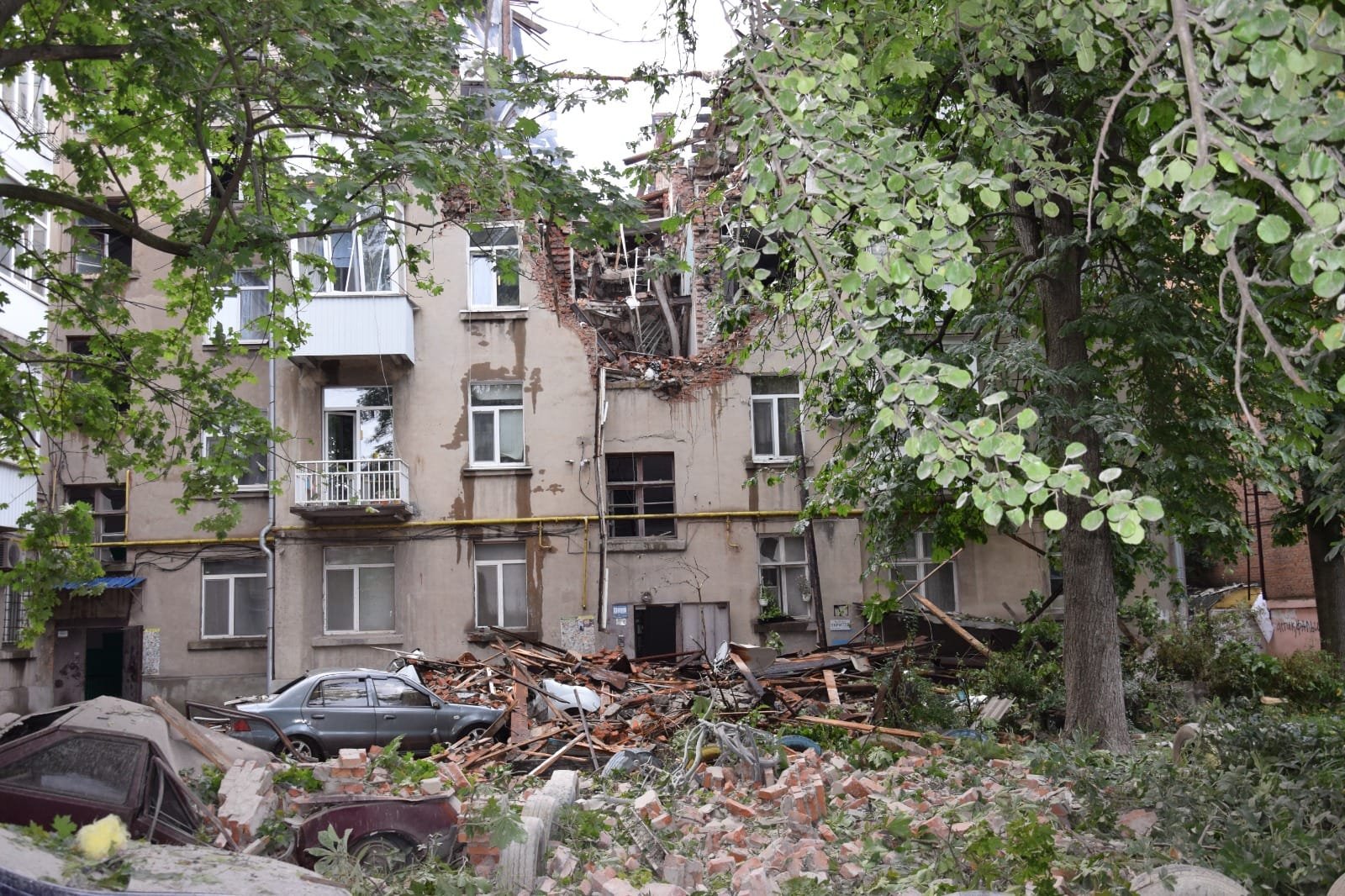 An administrative building and 2 multi-apartment residential buildings were damaged as a result of Shahed 136 drone attacks over Sumy, Ukraine, on July 3.