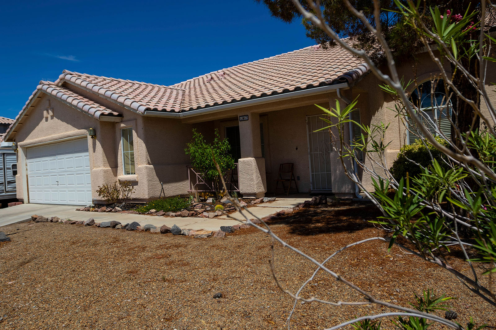 A home searched by Las Vegas police in connection with the investigation into Tupac Shakur’s killing is seen on July 20 in Henderson, Nevada. 