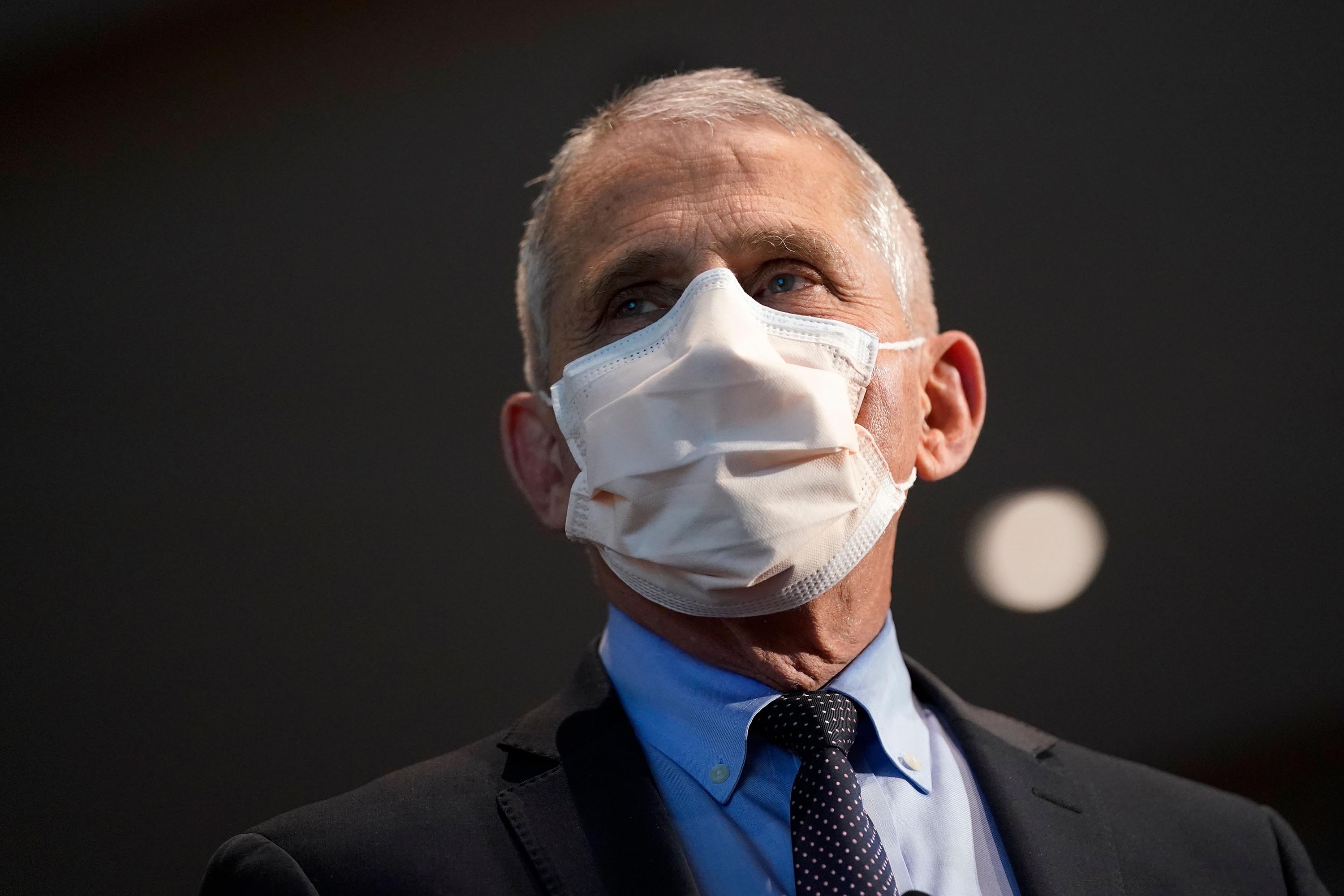 Dr. Anthony Fauci, director of the National Institute of Allergy and Infectious Diseases, is pictured before receiving his first dose of the Covid-19 vaccine on December 22, in Bethesda, Maryland.