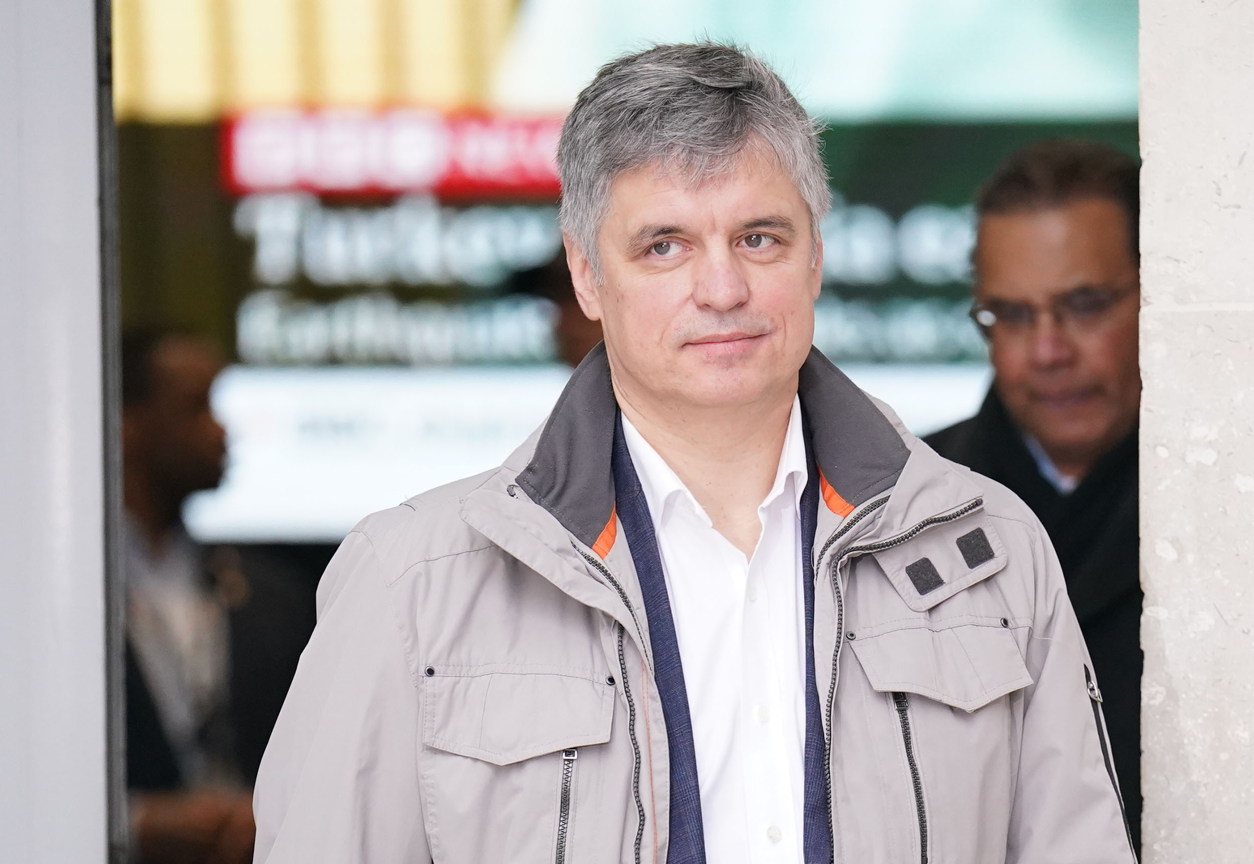 Ukrainian Ambassador to the UK, Vadym Prystaiko, leaves BBC Broadcasting House in London, following an interview on February 12. 