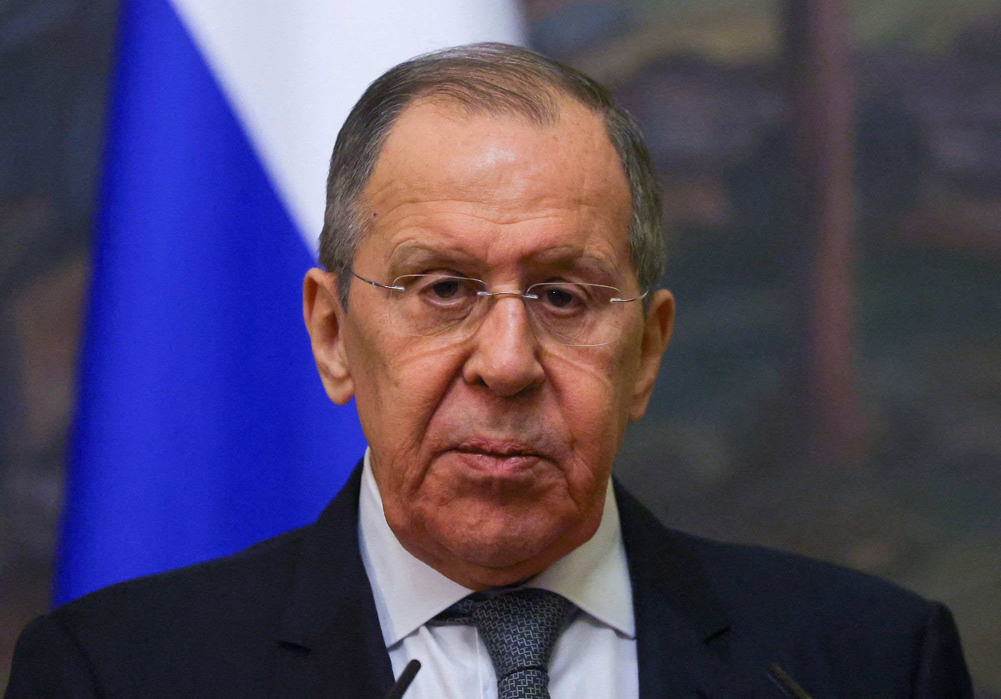 Russia's Foreign Minister Sergei Lavrov speaks during a news conference in Moscow, Russia, on March 17.