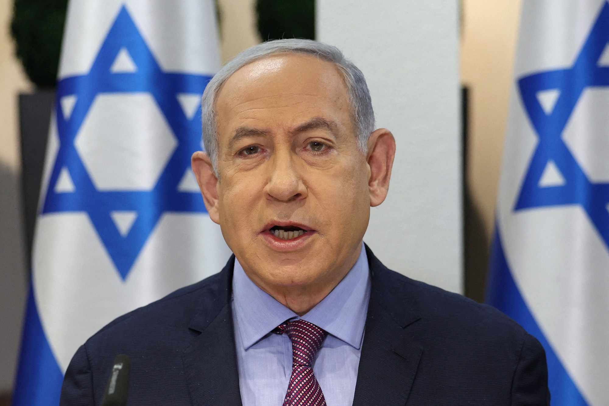 Israeli Prime Minister Benjamin Netanyahu attends the weekly cabinet meeting at the the Kirya military base in Tel Aviv, Israel, on December 31.
