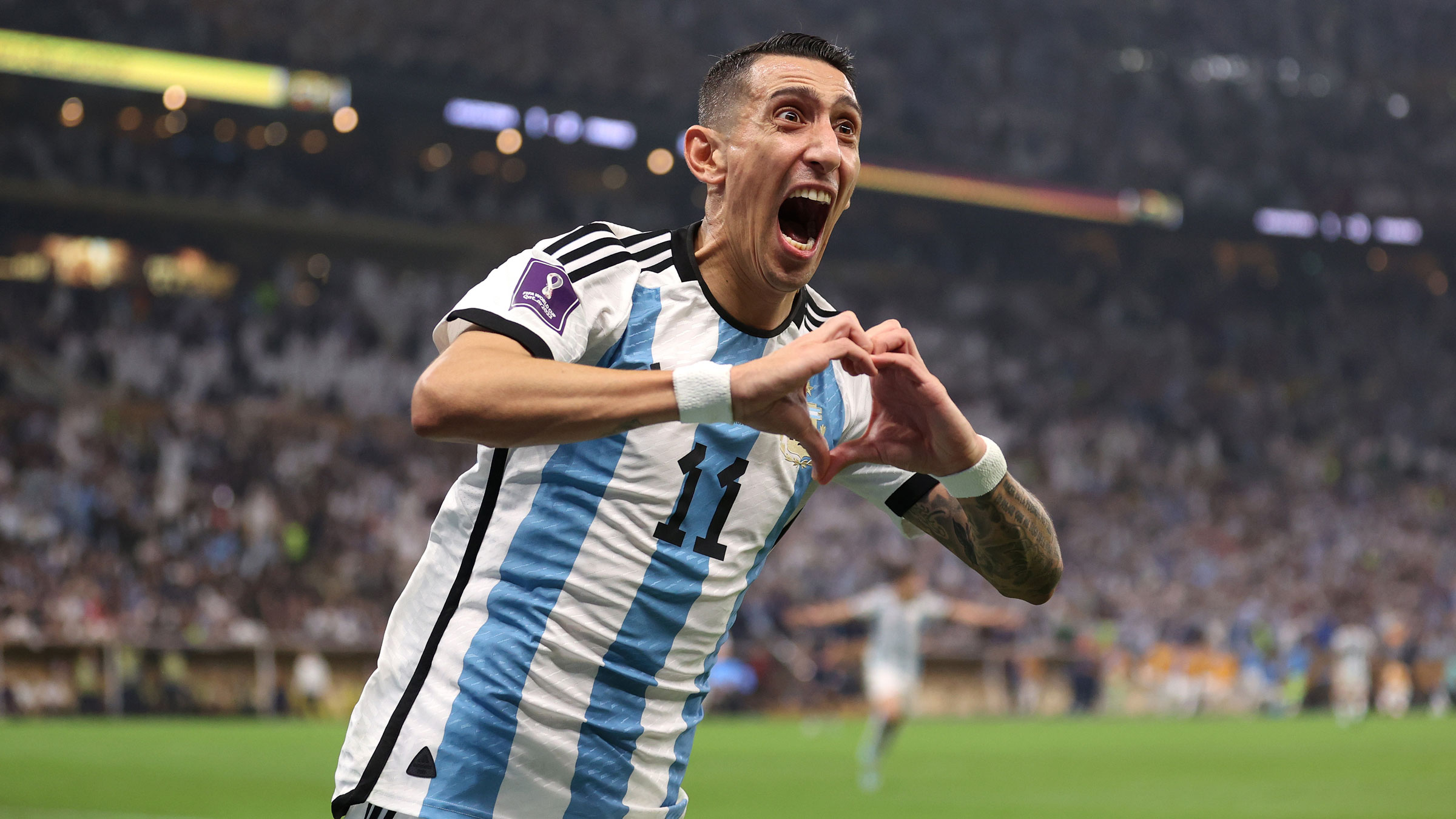 Angel Di Maria celebrates after scoring Argentina's second goal on Sunday.