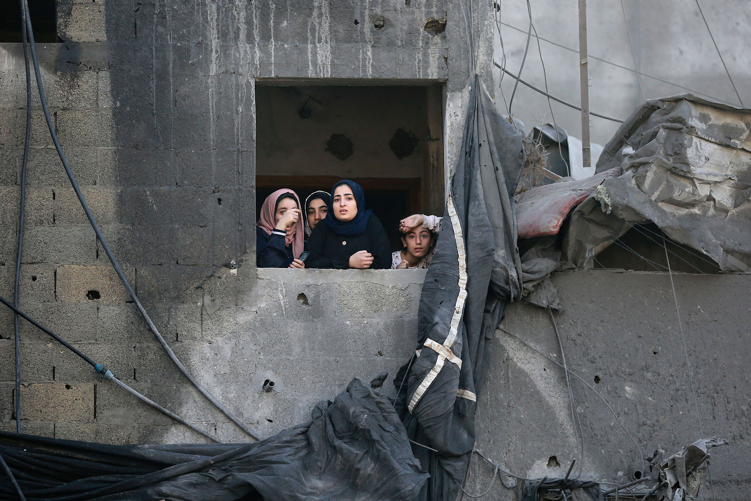 Palestinians check the destruction a day after an Israeli strike in the Jabalya camp for Palestinian refugees in the Gaza Strip, on November 1.