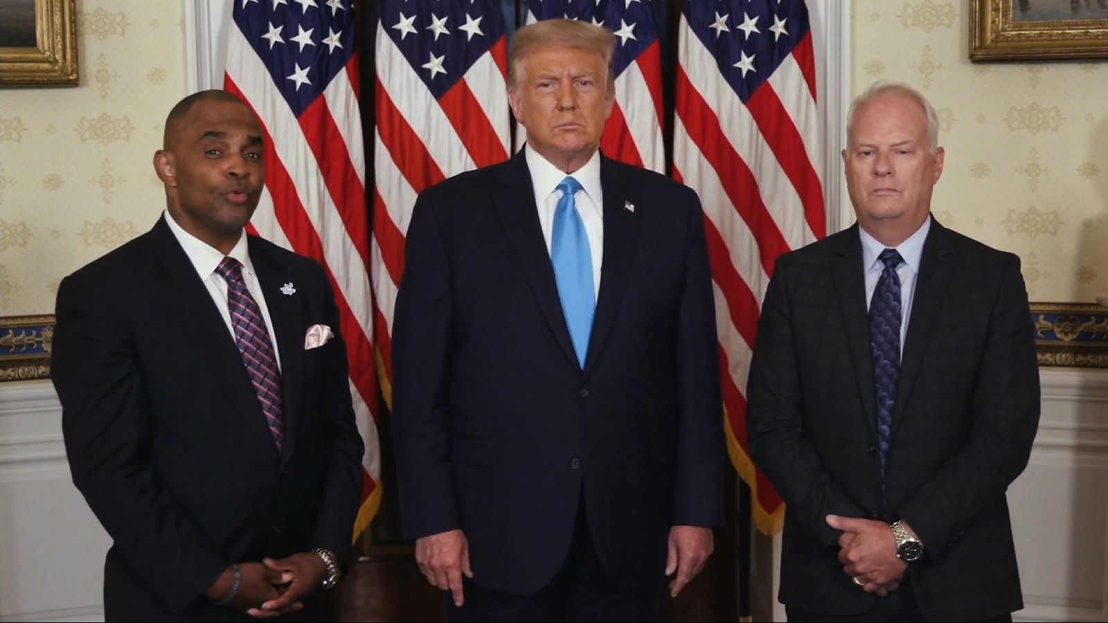 Jon Ponder, President Donald Trump, and former FBI agent Richard Beasley.