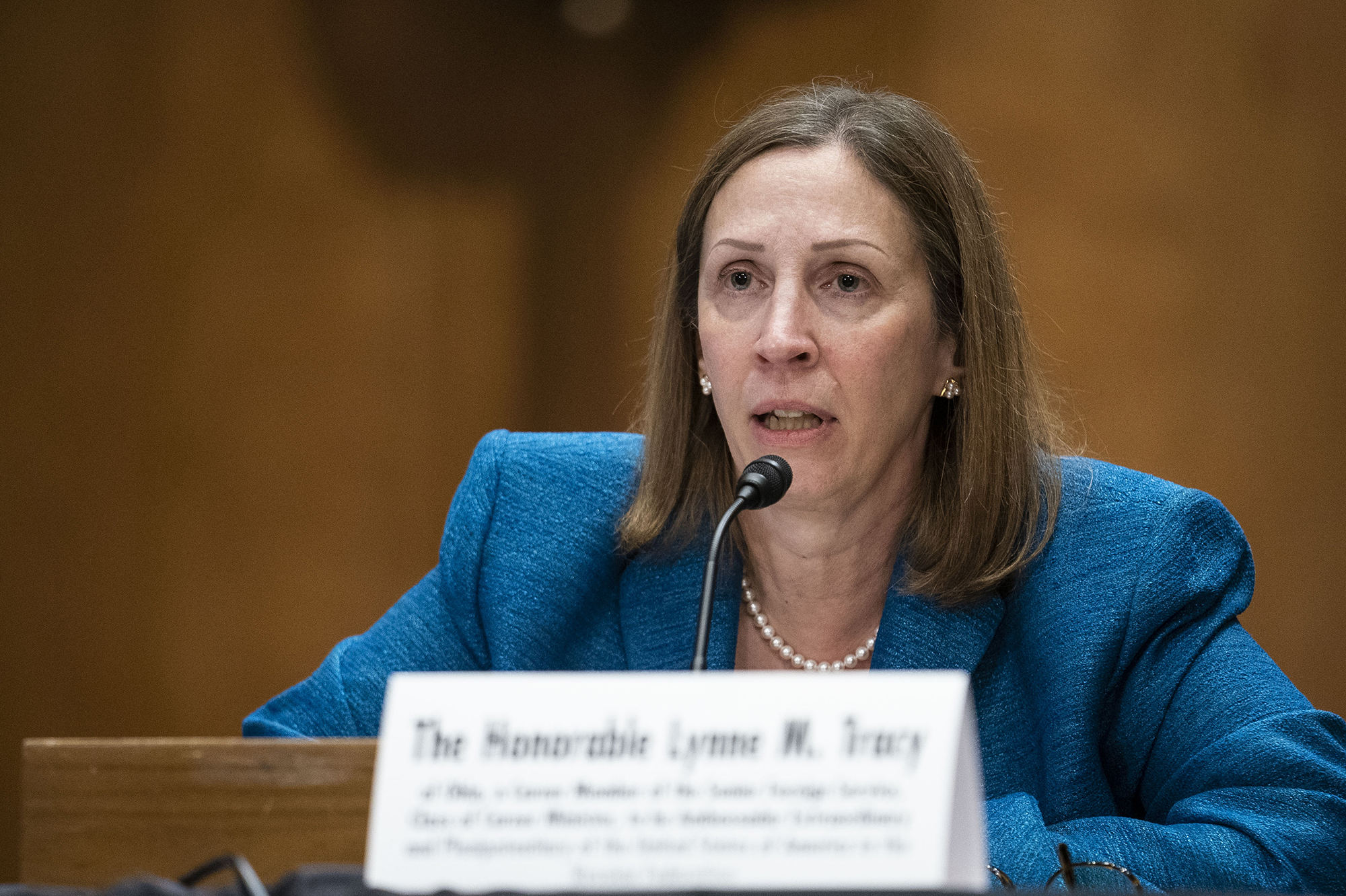 Lynne M. Tracy testifies before the Senate Foreign Relations Committee to be Ambassador to the Russian Federation on Capitol Hill in Washington, D.C., November 30.