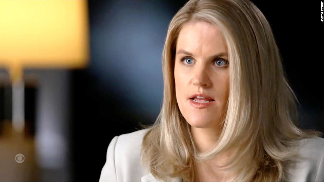 Frances Haugen, a former Facebook product manager, spoke with Scott Pelley during a "60 Minutes" interview that aired on October 3, 2021.