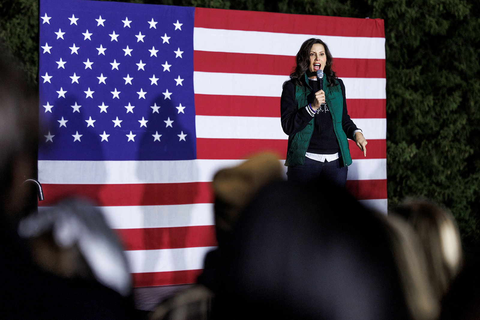 Gretchen Whitmer speaks during a rally in East Lansing, Michigan on November 7. 