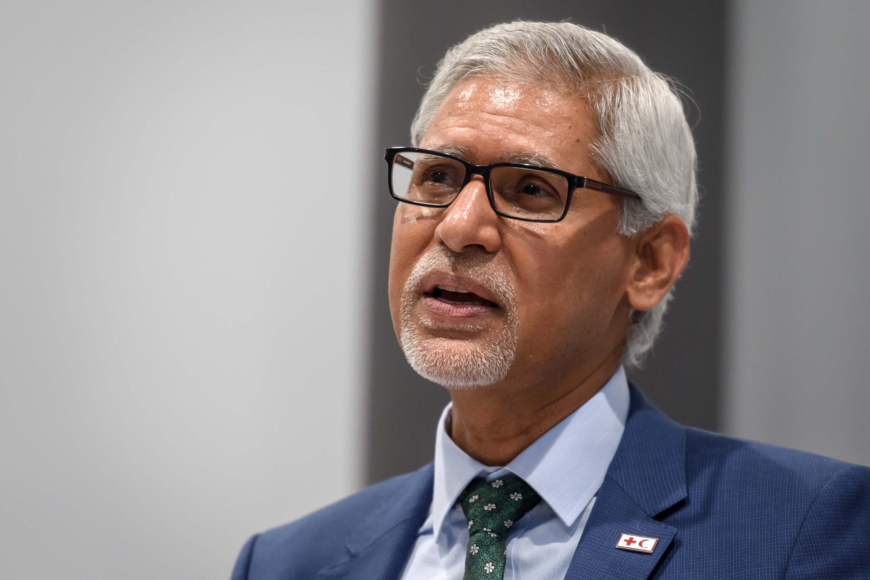 International Federation of Red Cross and Red Crescent Societies Secretary-General Jagan Chapagain is pictured in Geneva, Switzerland, on July 22.