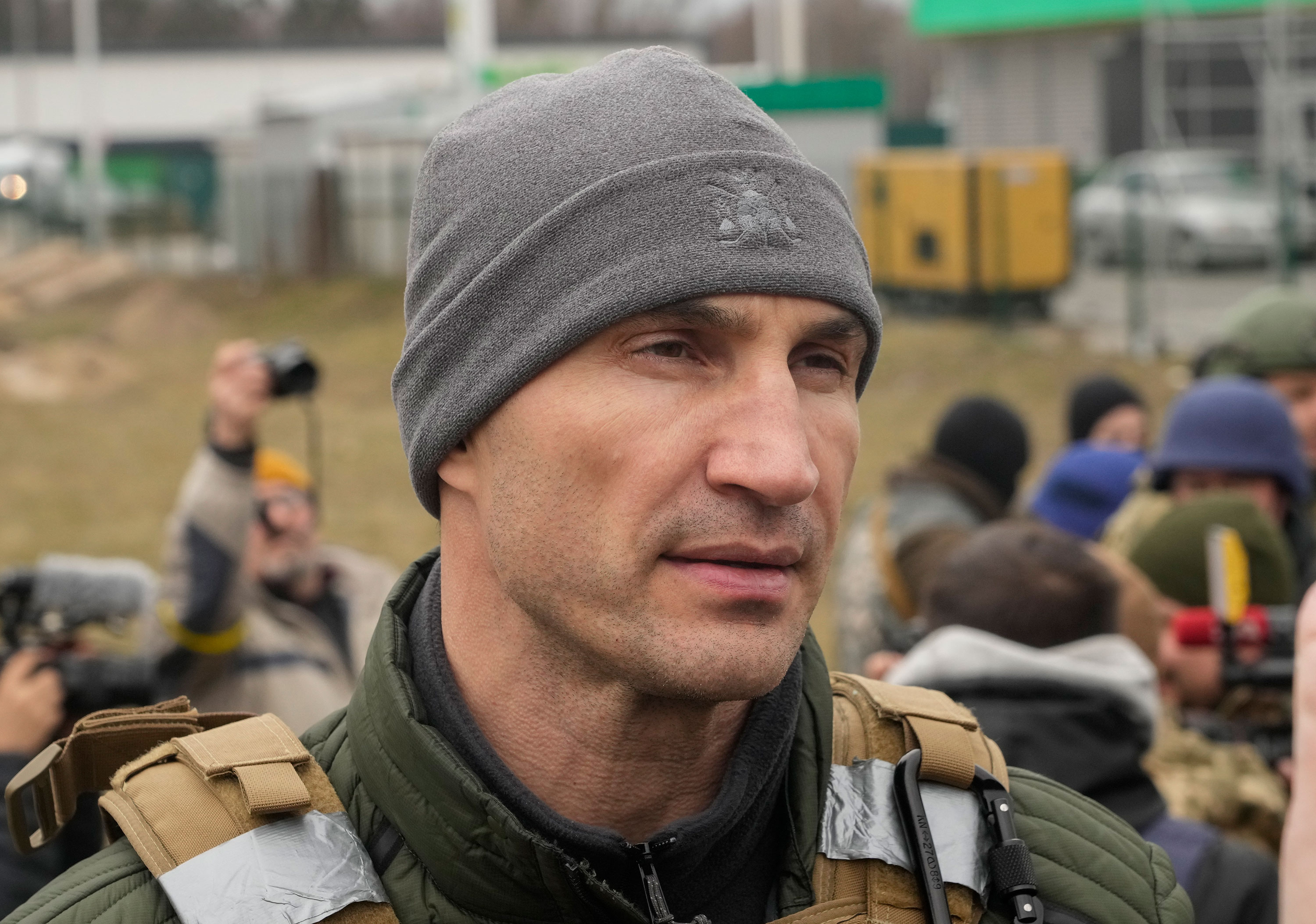 Wladimir Klitschko stands at a checkpoint in Kyiv, Ukraine, on March 6.