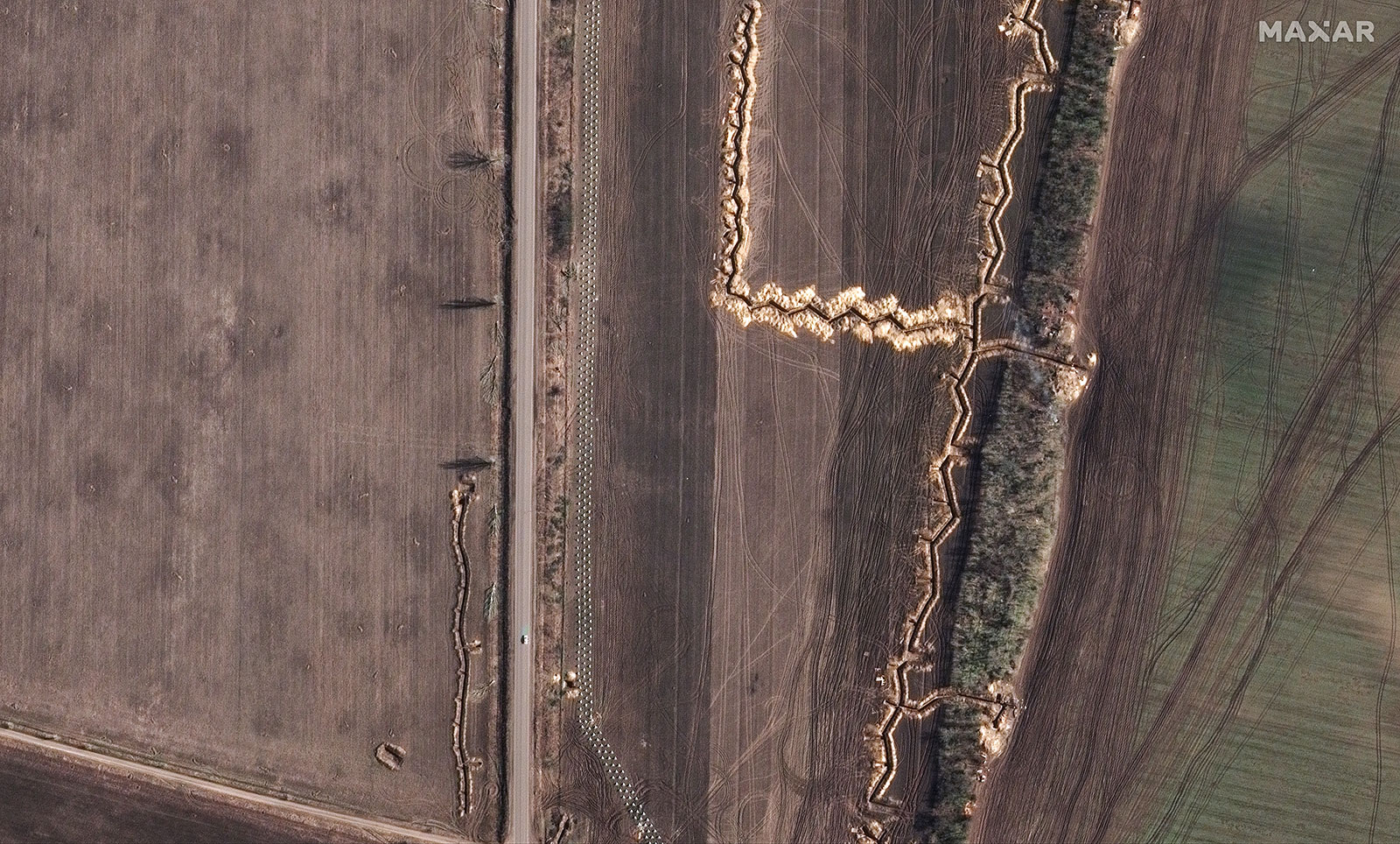 Three rows of dragon's teeth and trenches, east of Vasylivka, Zaporizhzhia -- March 4.