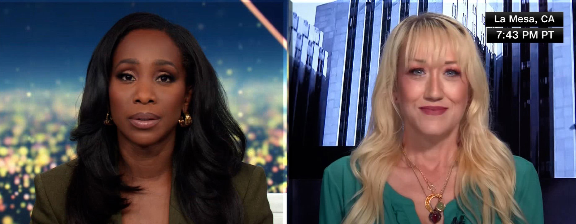 Alana Evans, right, speaks with CNN's Abby Phillip on May 30. 