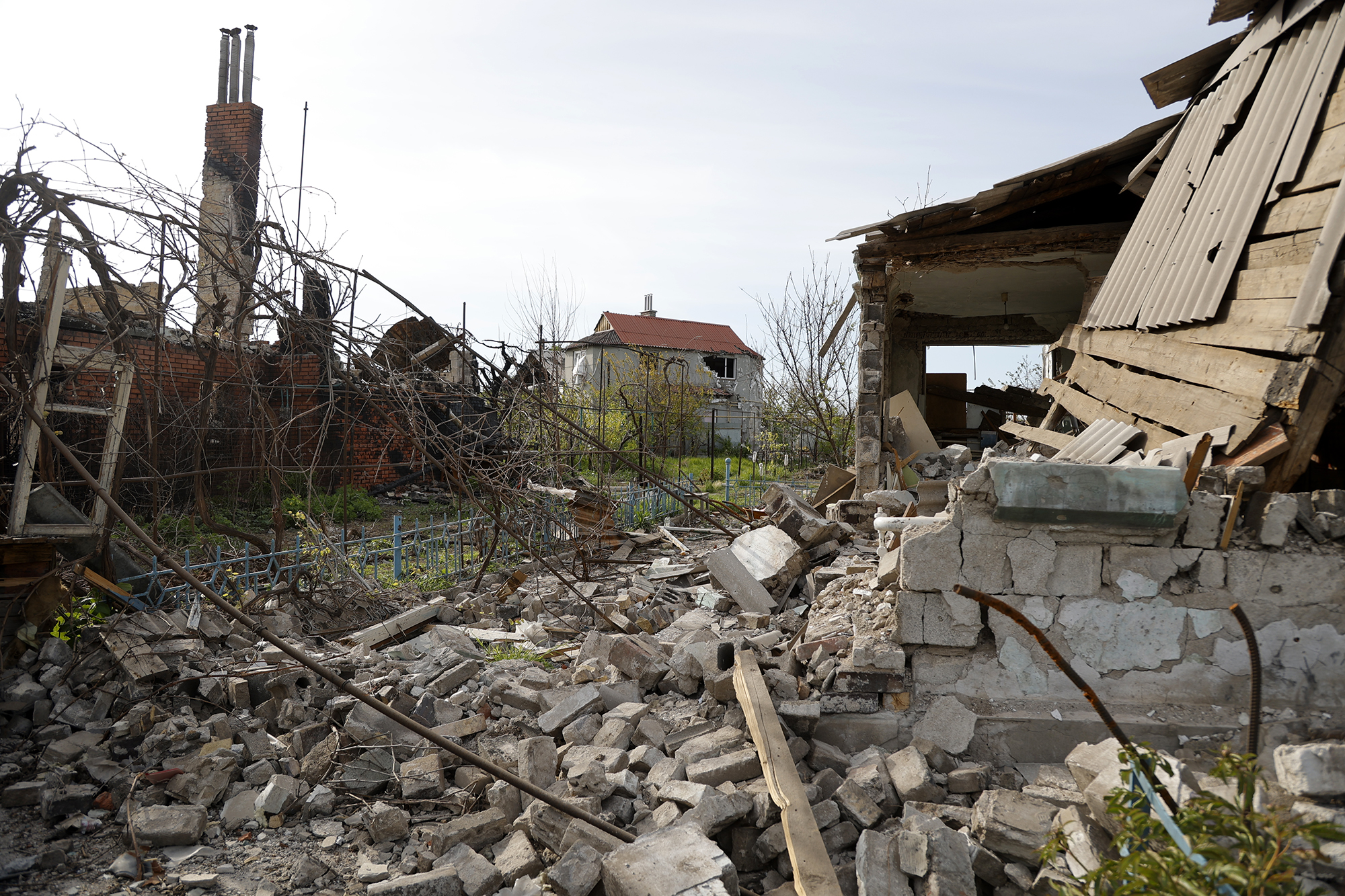 Destroyed buildings are seen in Mariupol, Ukraine, on Friday, May 6. 