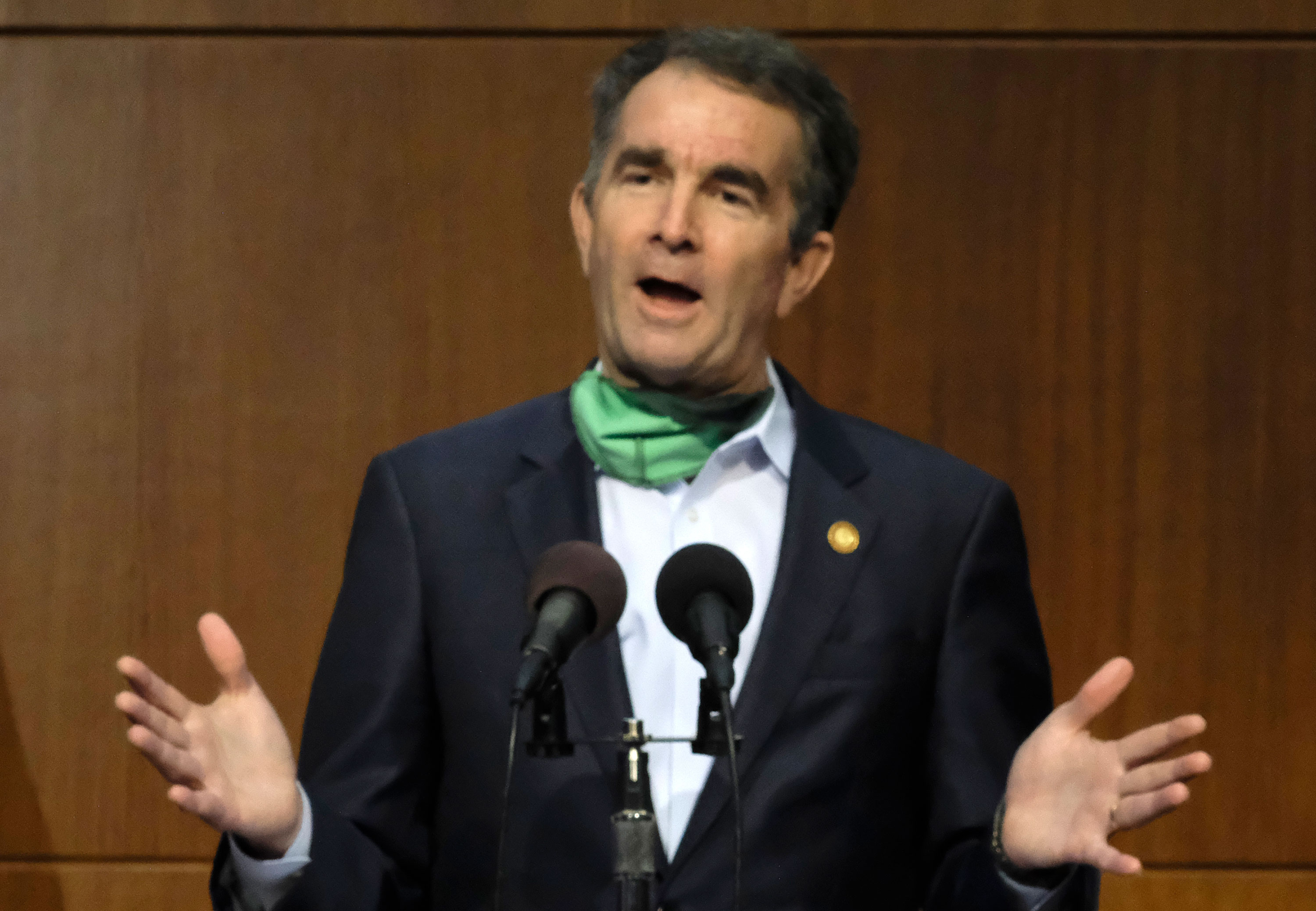 Virginia Gov. Ralph Northam speaks during a press briefing in Richmond, Virginia, on May 15.