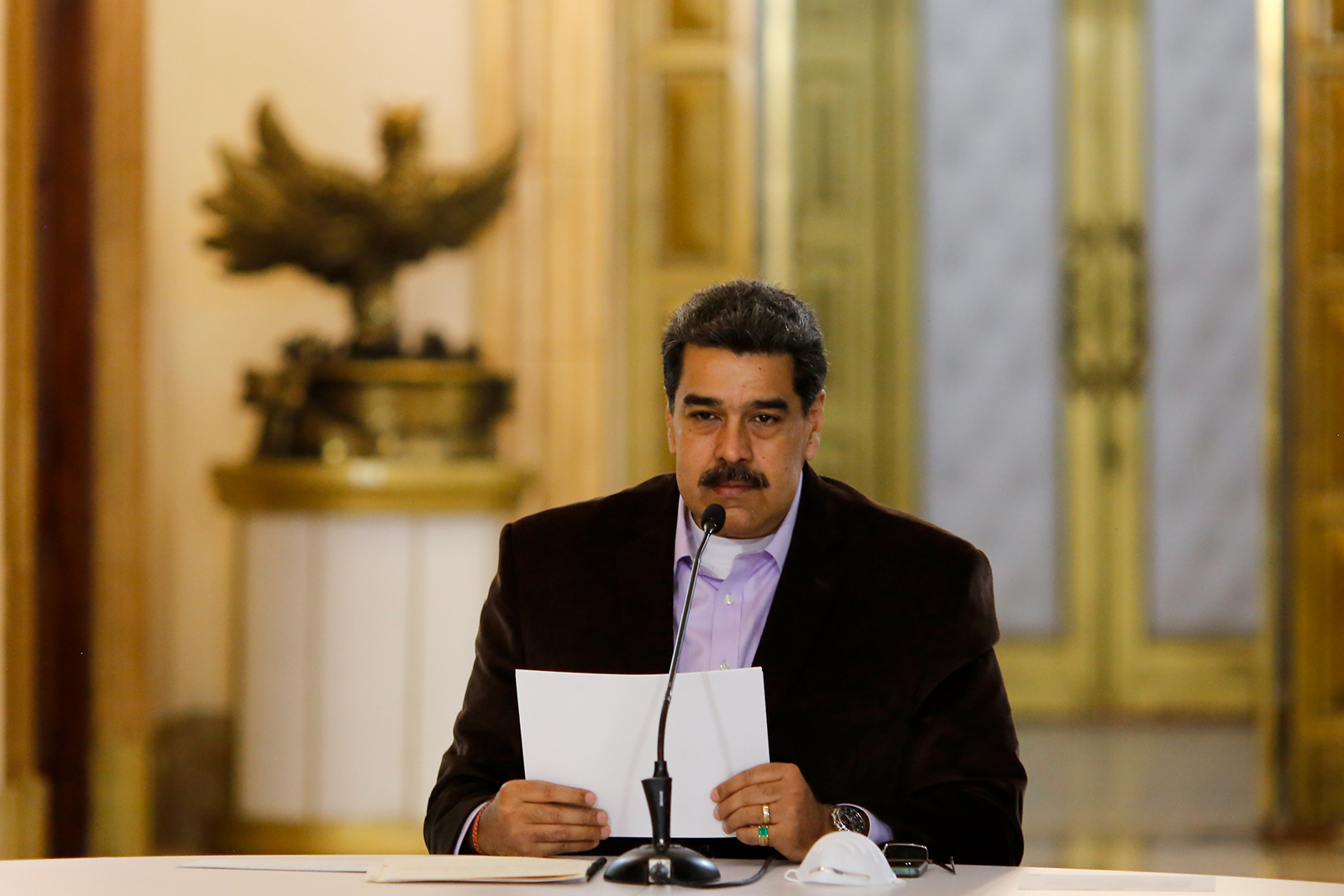 Venezuelan President Nicolas Maduro speaks in a TV address in Caracas, Venezuela, March 16.