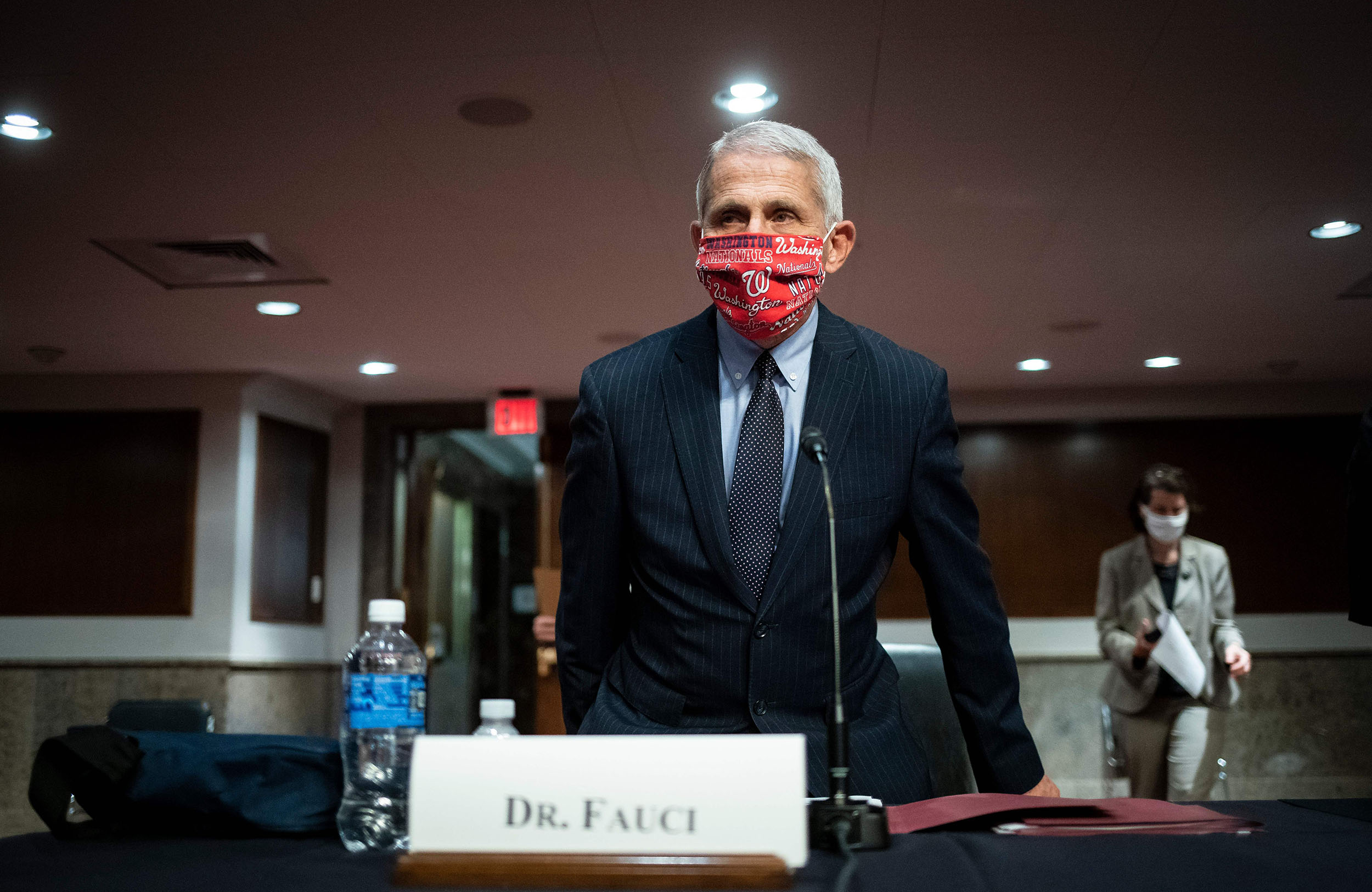 Anthony Fauci, director of the National Institute of Allergy and Infectious Diseases, looks on during a Senate Health, Education, Labor and Pensions Committee hearing on June 30, in Washington, DC.