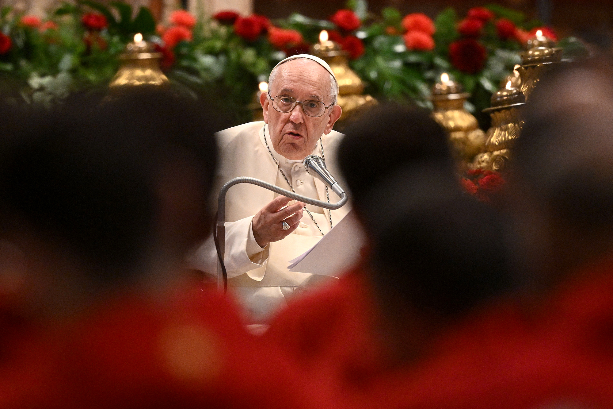Pope Francis speaks during Pentecost Mass on June 5 in The Vatican. 