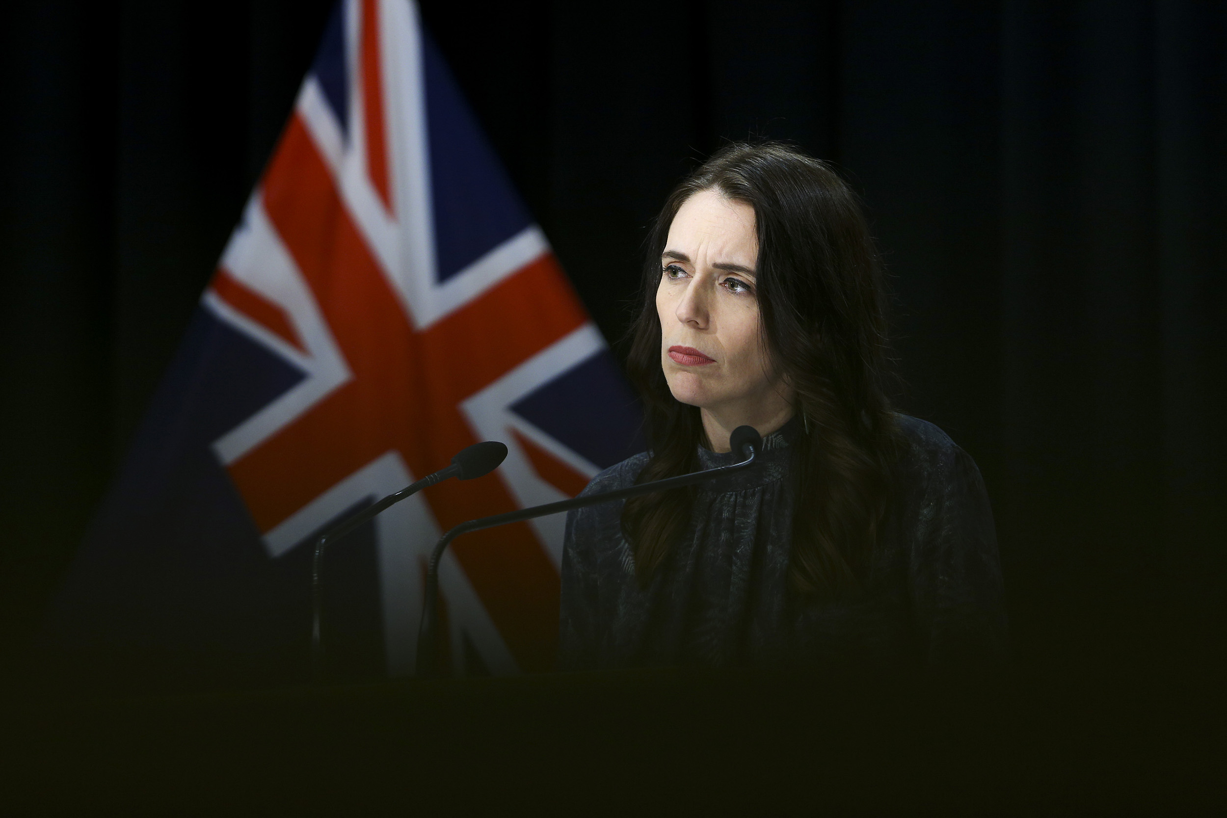 Prime Minister Jacinda Ardern looks on during a news conference at Parliament on August 21, in Wellington, New Zealand. 