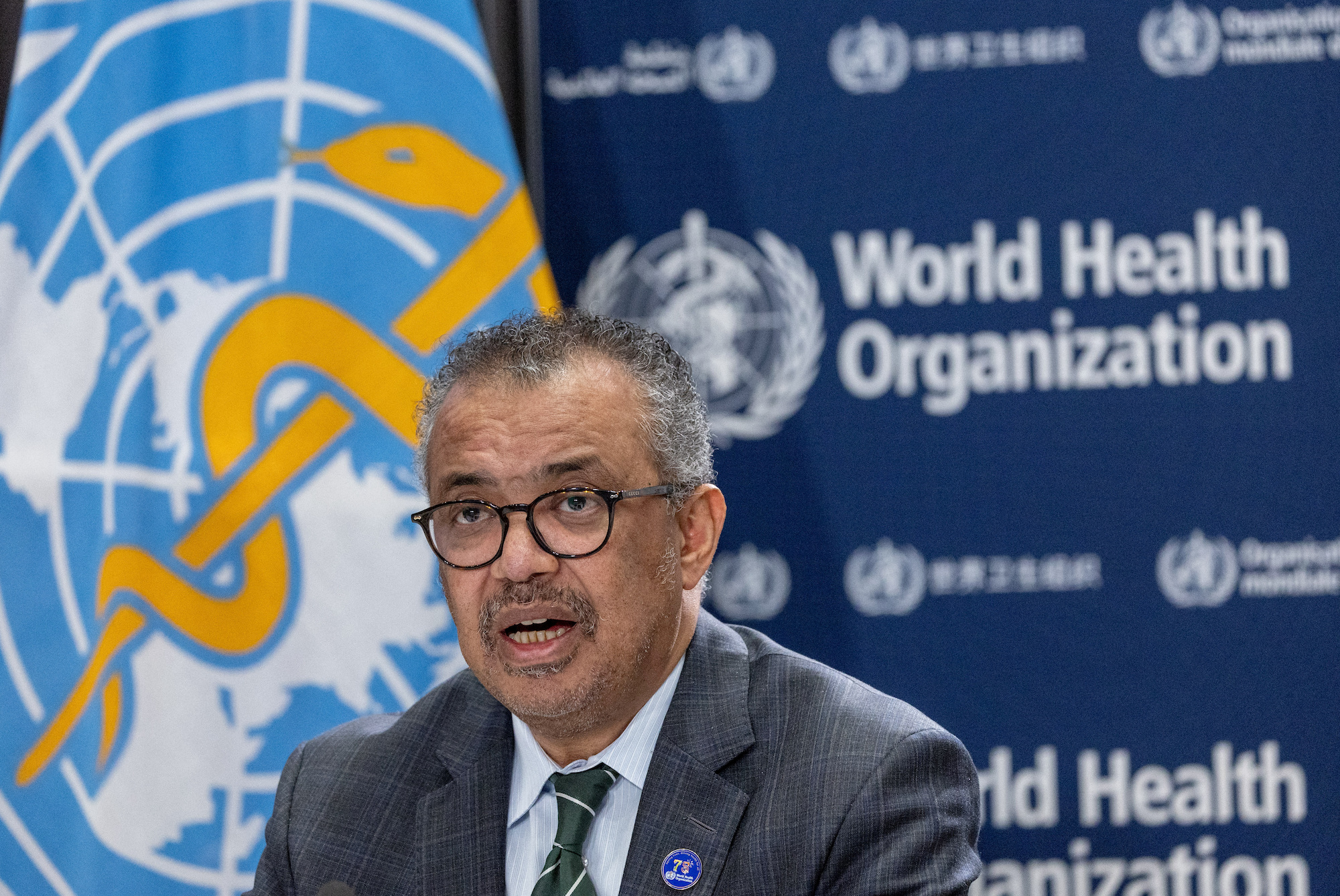 Director-General of the World Health Organization, Dr. Tedros Adhanom Ghebreyesus, is seen at a press briefing in Geneva, Switzerland, on December 15.