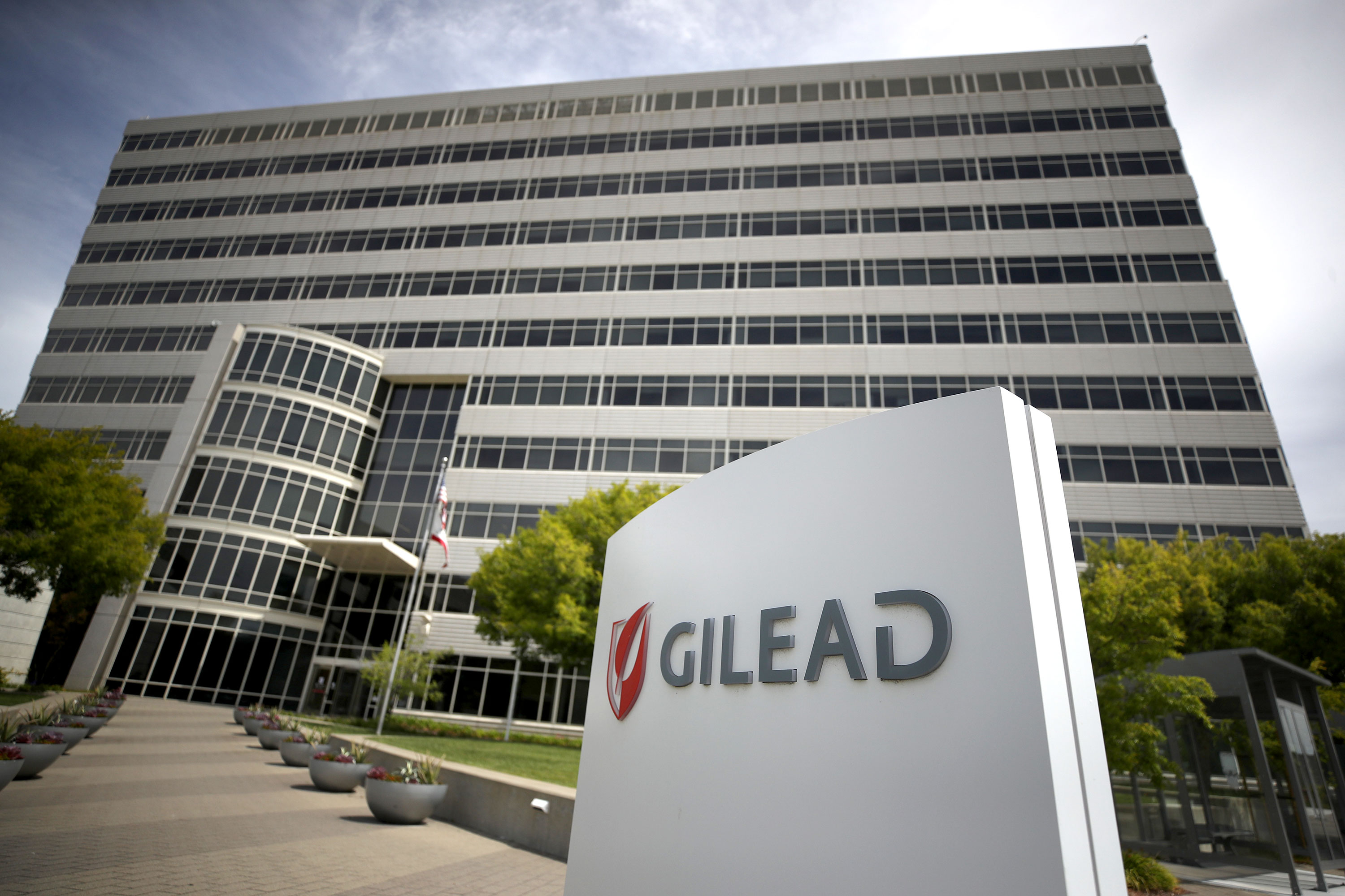 The Gilead Sciences headquarters is seen on April 29 in Foster City, California.