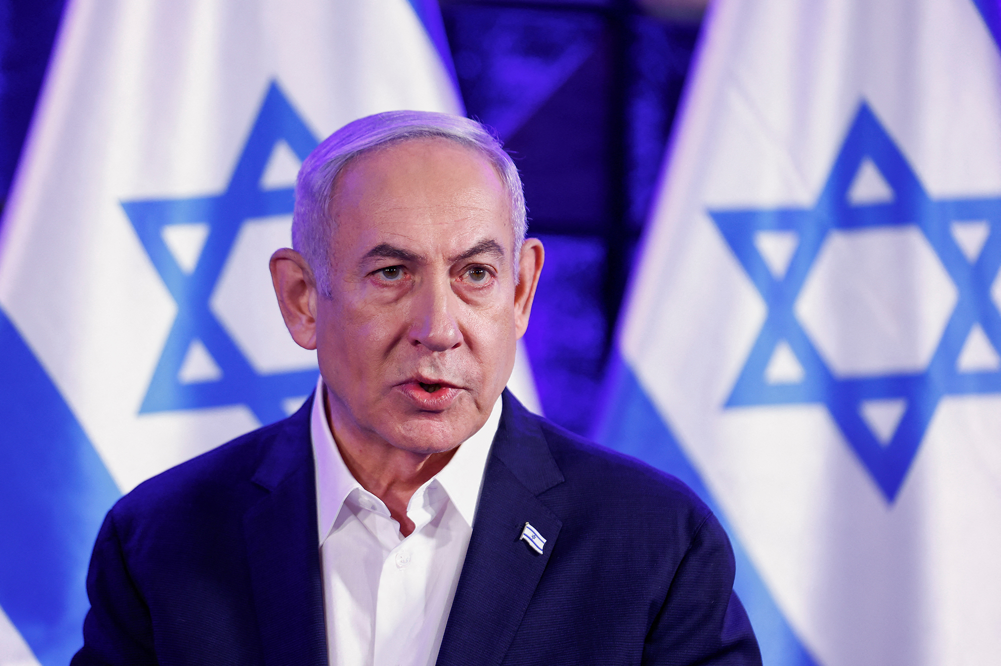 Israeli Prime Minister Benjamin Netanyahu attends a meeting in Tel Aviv, Israel, on October 18. 