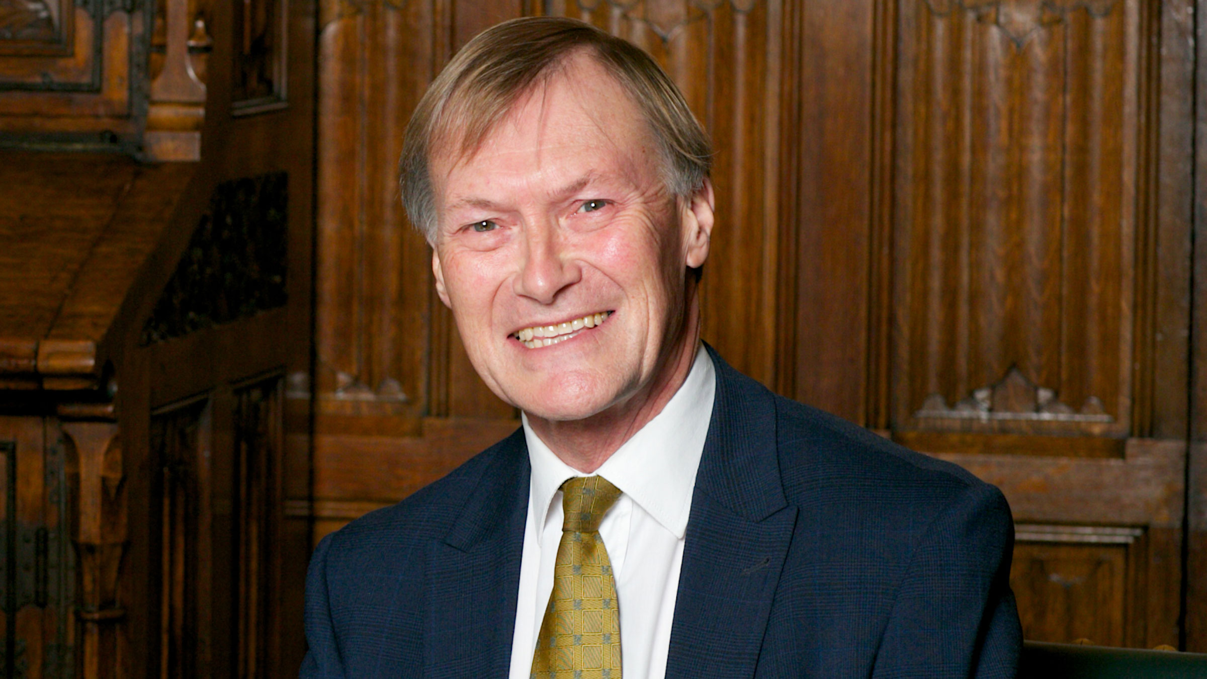 British lawmaker David Amess, a member of Boris Johnson's ruling Conservative Party, is seen at the House of Commons in October 2016.