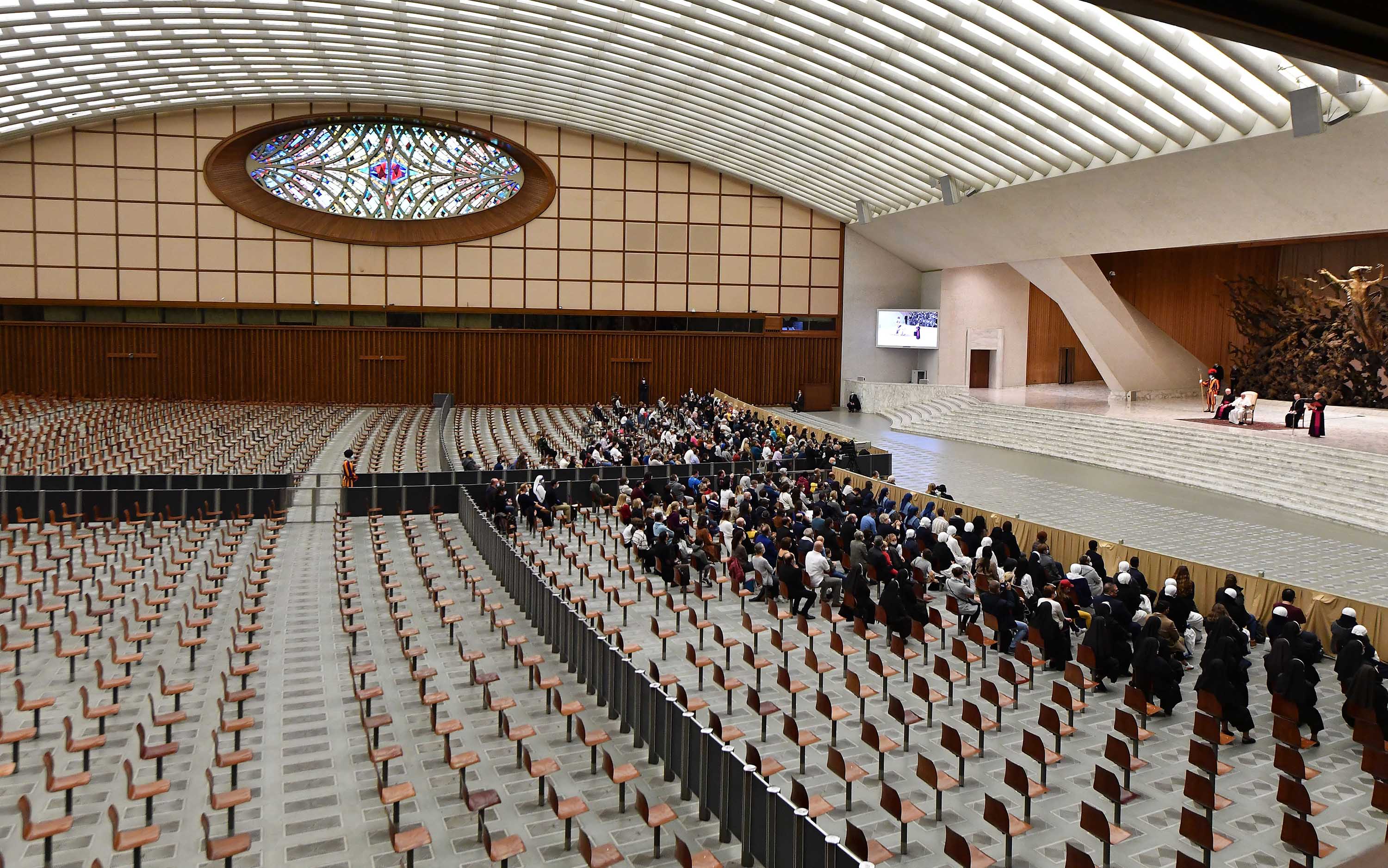 The Paul VI hall is pictured as Pope Francis speaks during his weekly general audience.