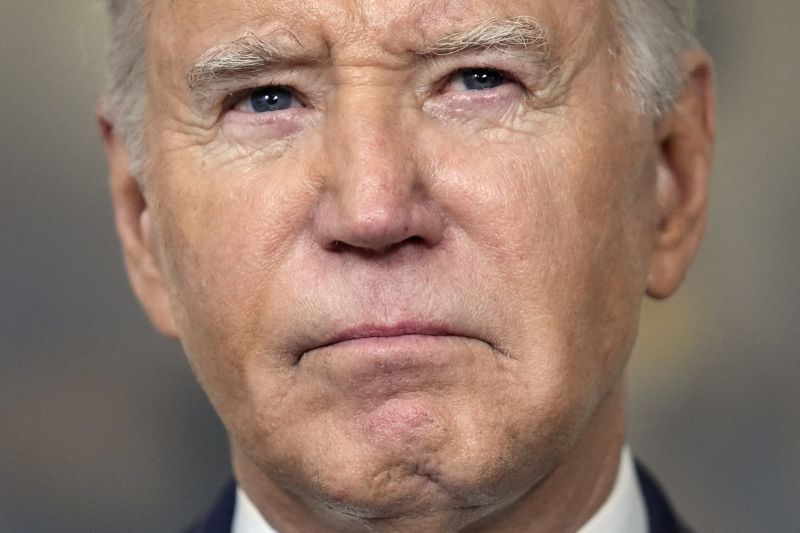 President Joe Biden speaks in the Diplomatic Reception Room of the White House in Washington DC on February 8.