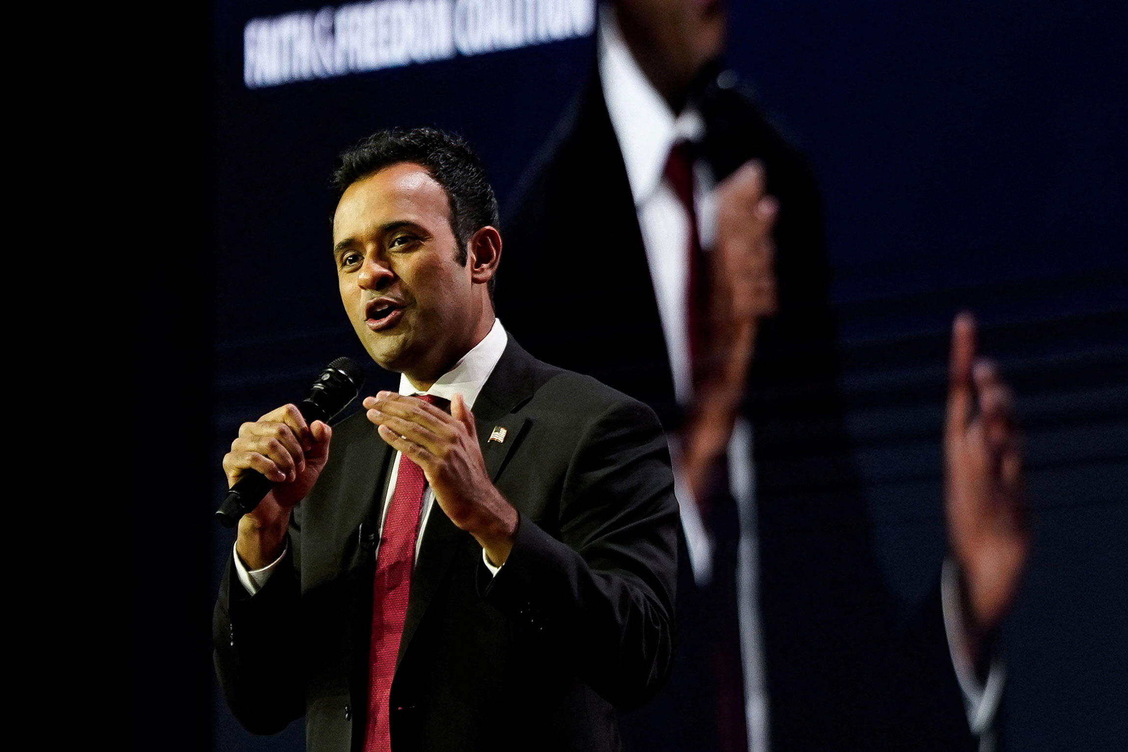 Republican presidential candidate Vivek Ramaswamy speaks at The Faith and Freedom Coalition's 2023 "Road to Majority" conference in Washington, DC, on June 23. 