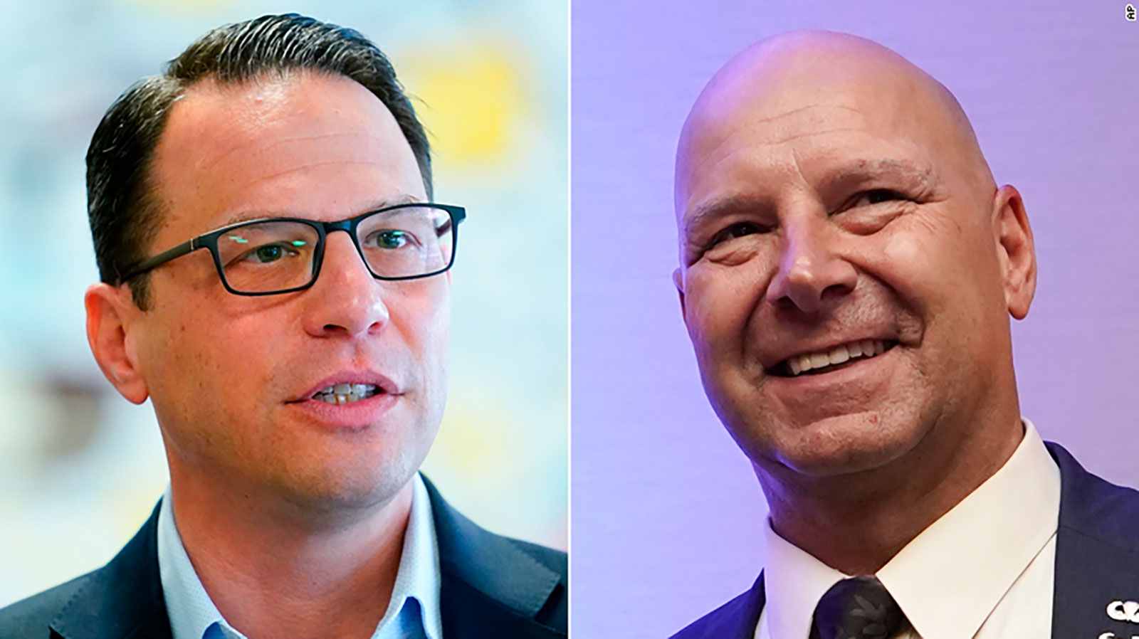 Democratic Attorney General Josh Shapiro, left, and state Sen. Doug Mastriano. 