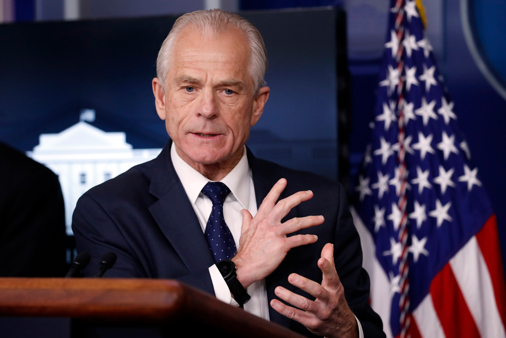 White House trade adviser Peter Navarro at the White House on Thursday, April 2, in Washington.