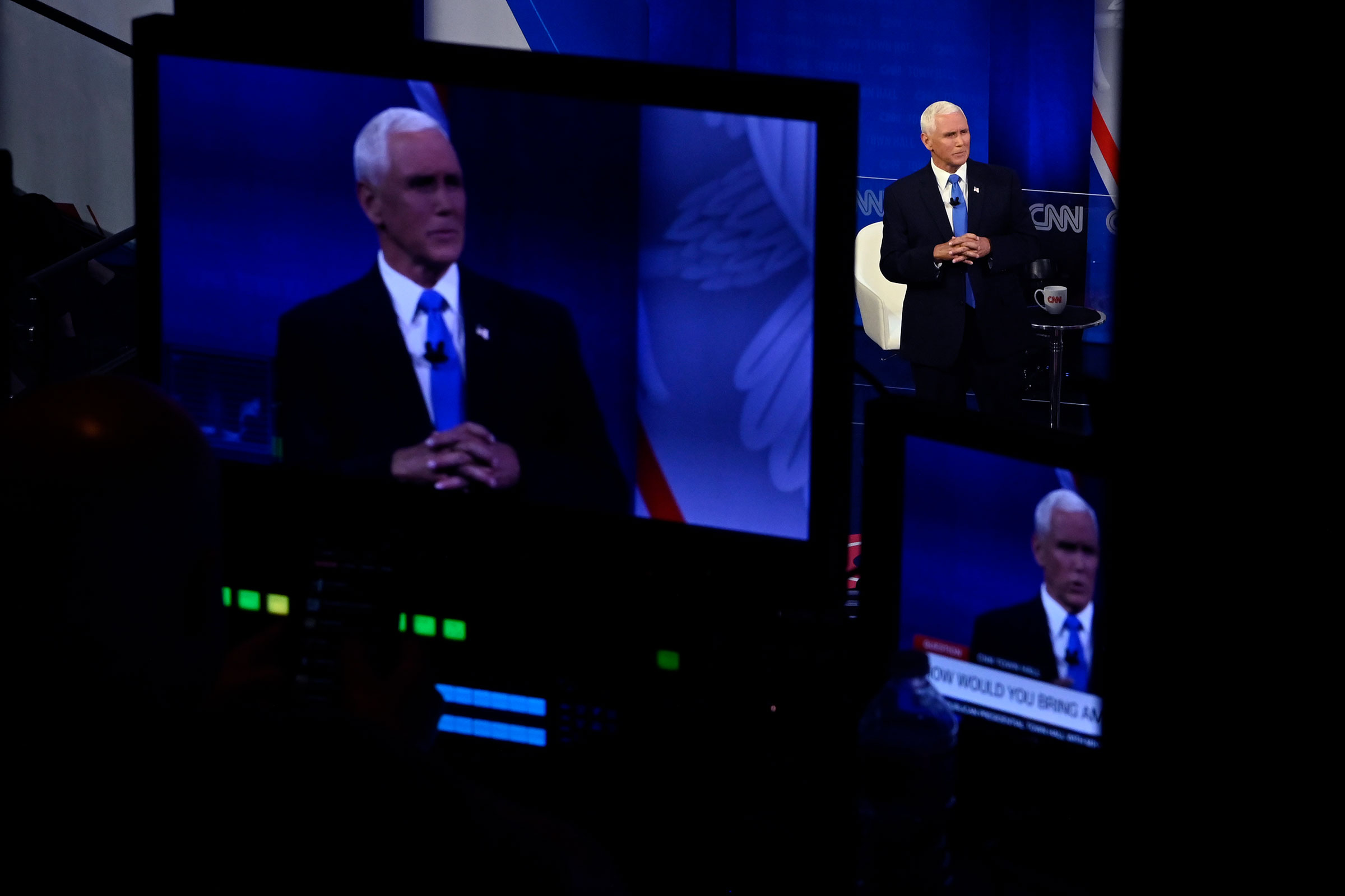 Former Vice President Mike Pence participates in a CNN Republican Presidential Town Hall moderated by CNN’s Dana Bash at Grand View University in Des Moines, Iowa, on Wednesday, June 7.