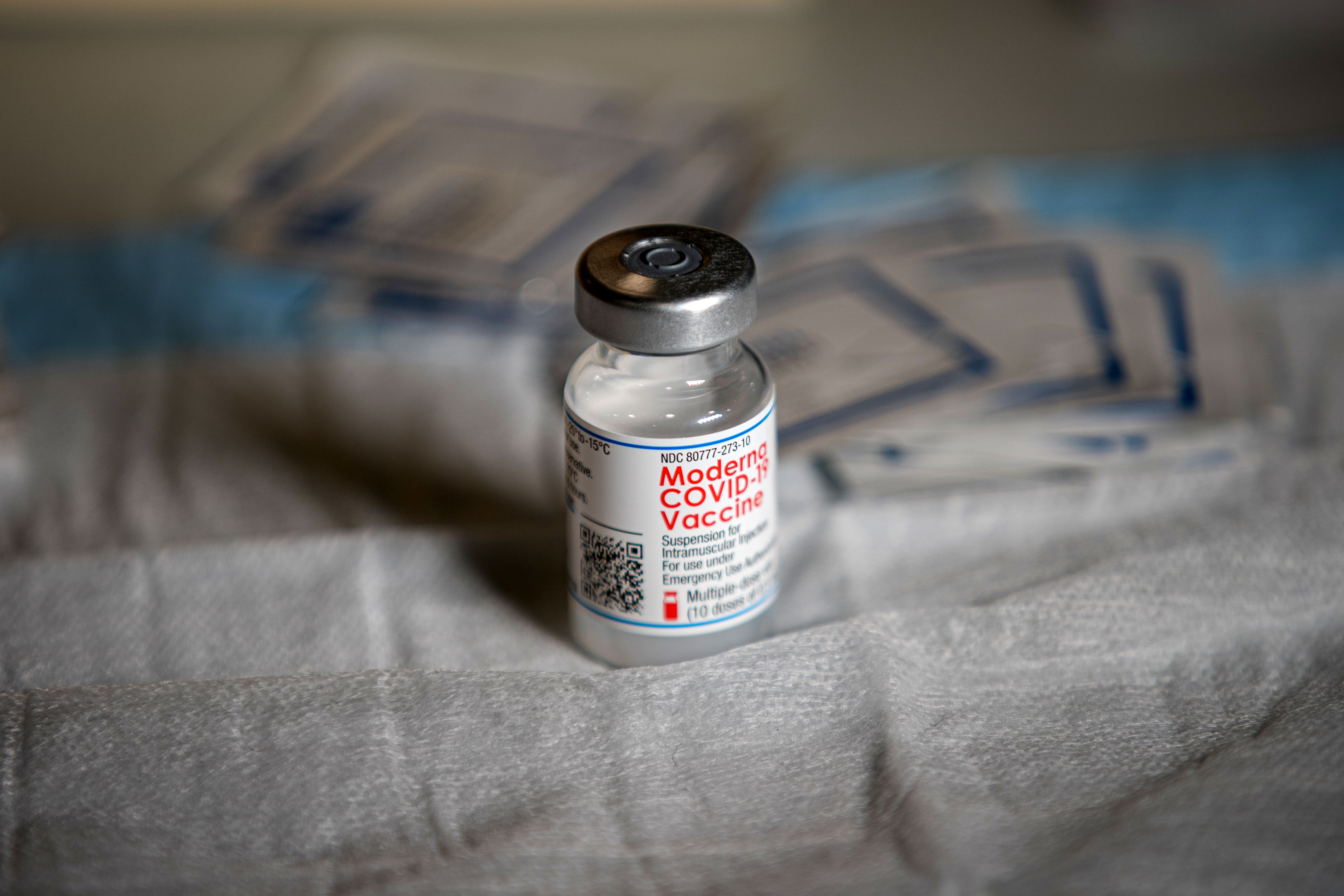 A vial of the Moderna Covid-19 vaccine in Queens, New York, on January 11.
