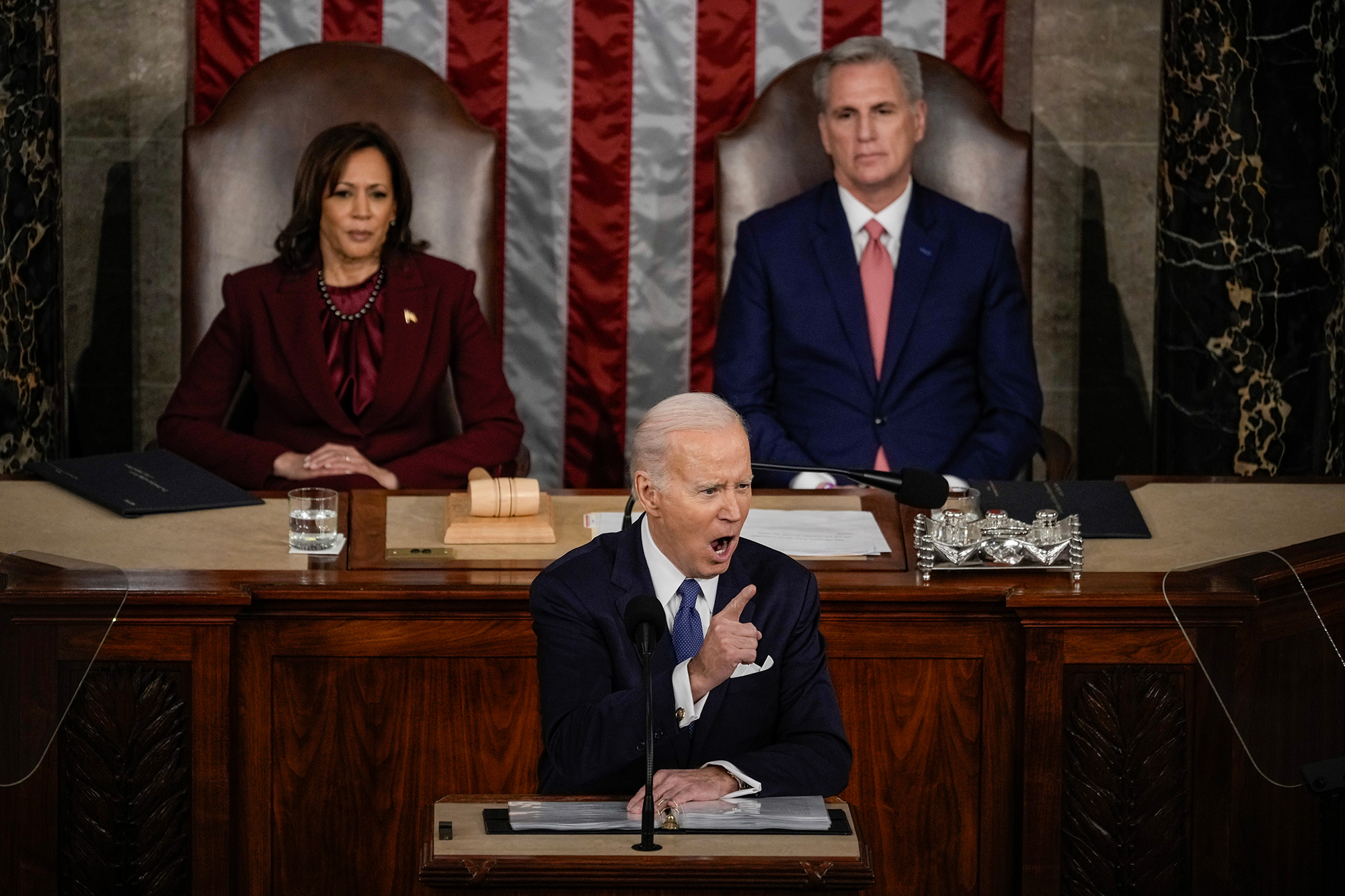 President Joe Biden delivers his State of the Union address during a joint meeting of Congress in the House Chamber.