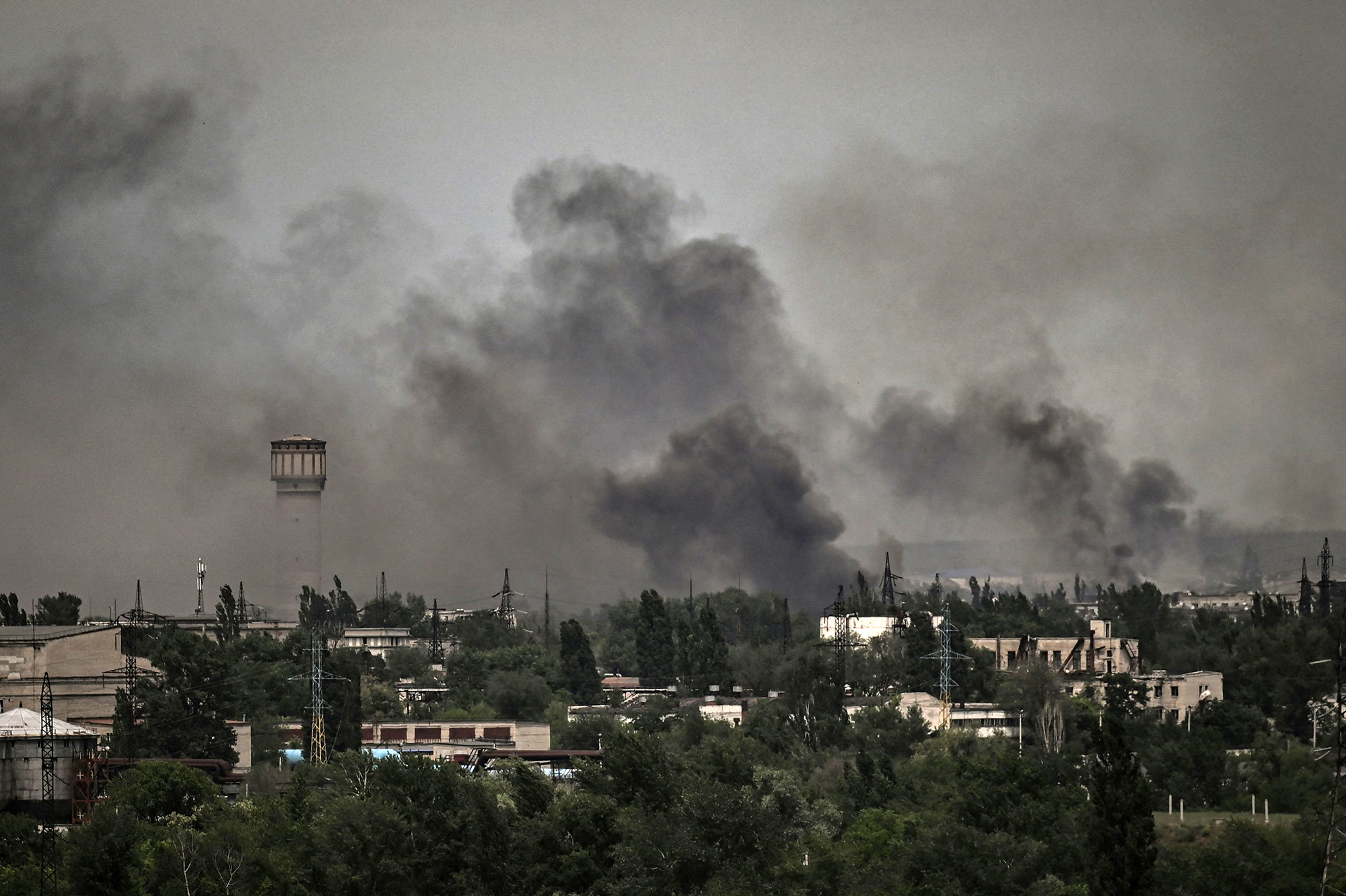 Smoke rises above Severodonetsk on June 2 in the Donbas region. 