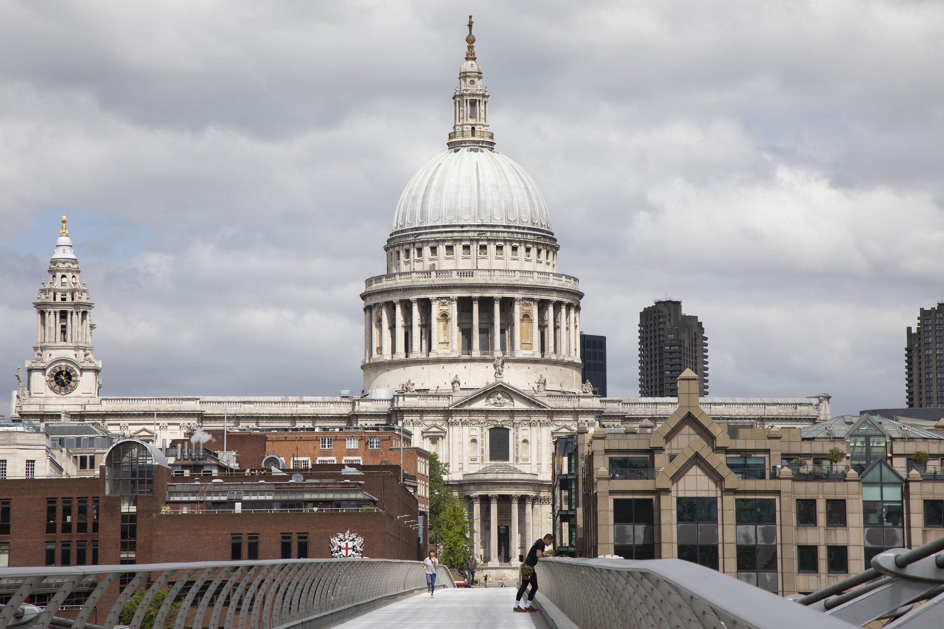 The view looking across the Millennium Bridge towards St. Paul's Cathedral in London on May 11. 