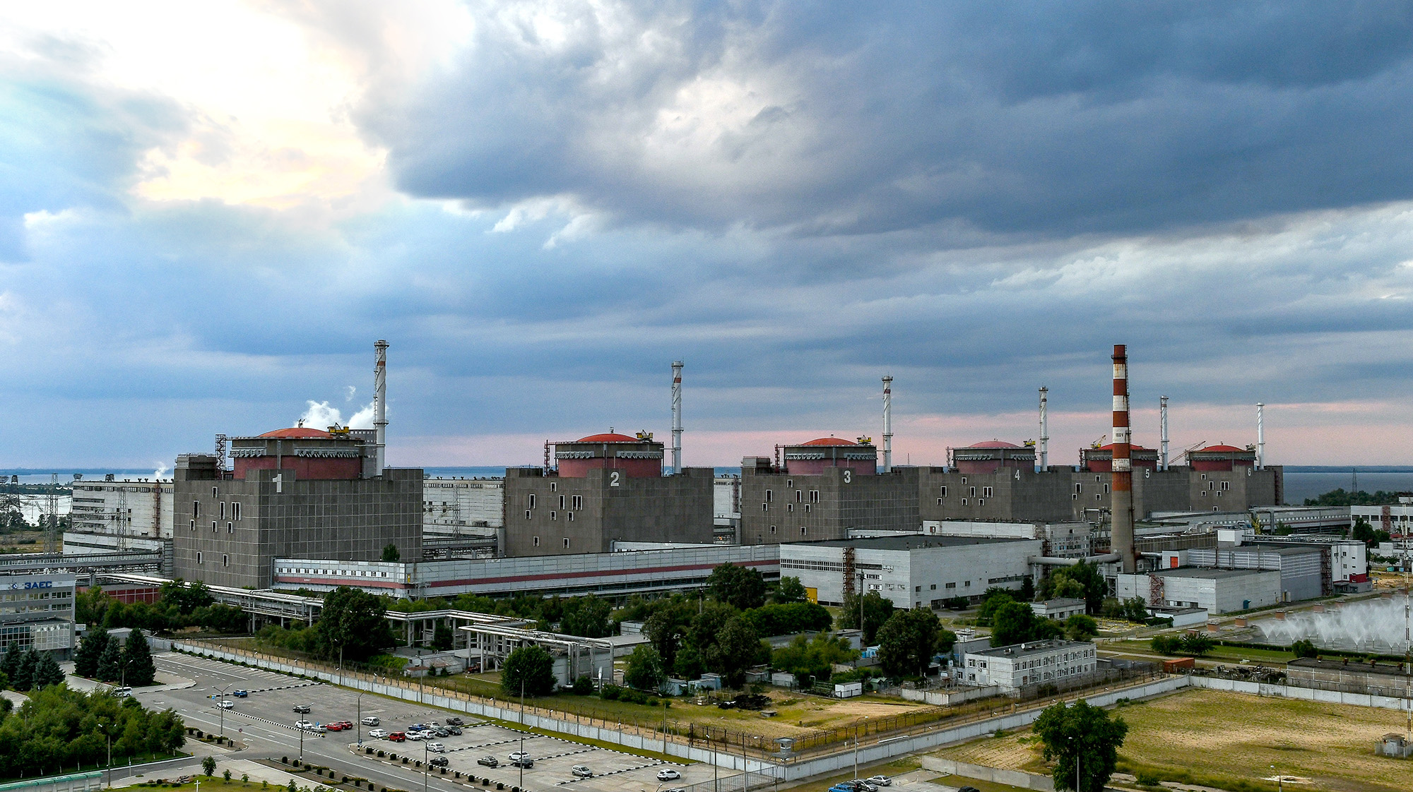Zaporizhia Nuclear Power Station, the largest nuclear plant in Europe and among the top 10 largest in the world,  in Enerhodar, Zaporizhzhia Region, southeastern Ukraine, on July 9, 2019.