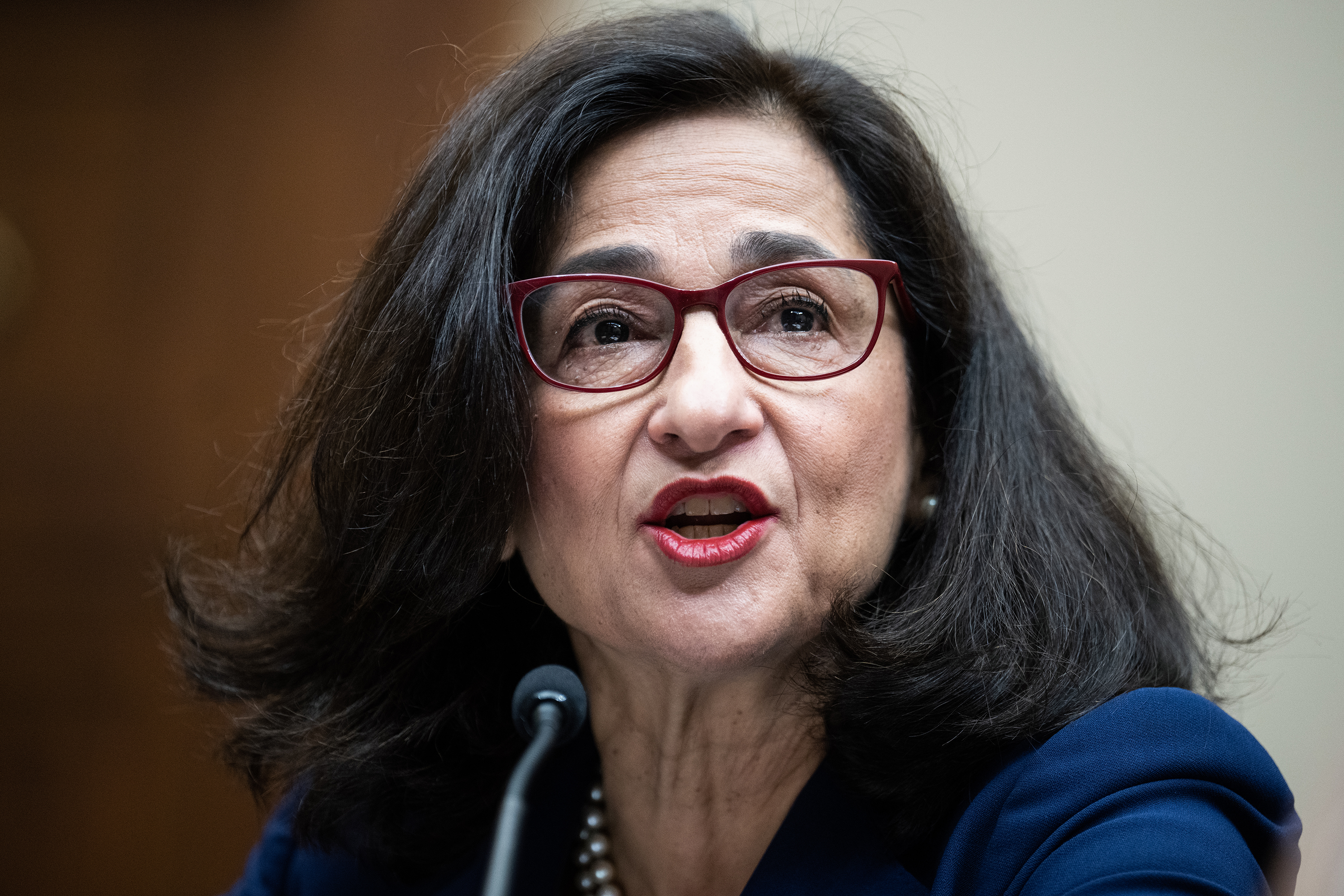 Minouche Shafik, president of Columbia University, testifies during the House Education and the Workforce Committee hearing in Washington, DC, on April 17.