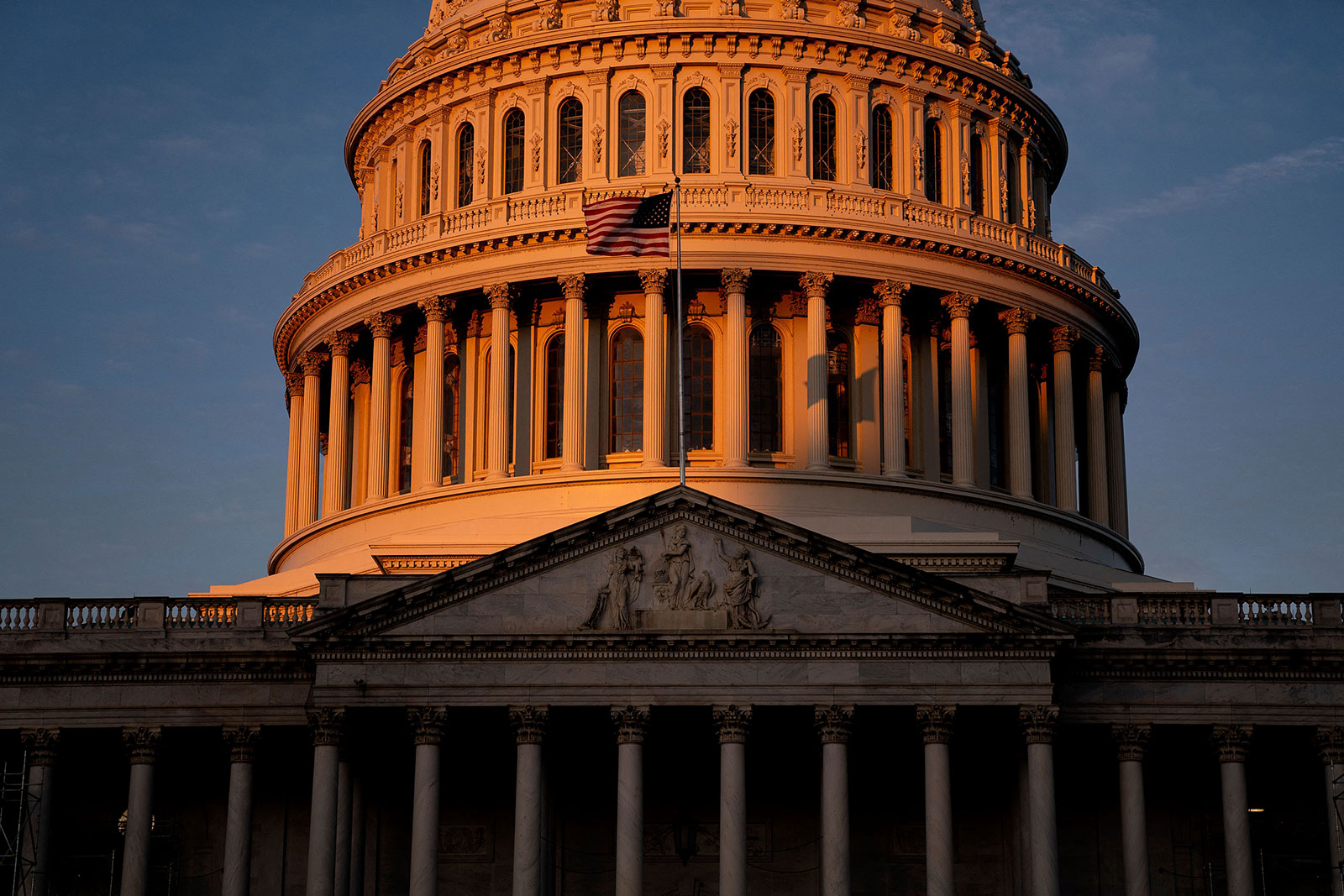 The sun illuminates the US Capitol on November 8.