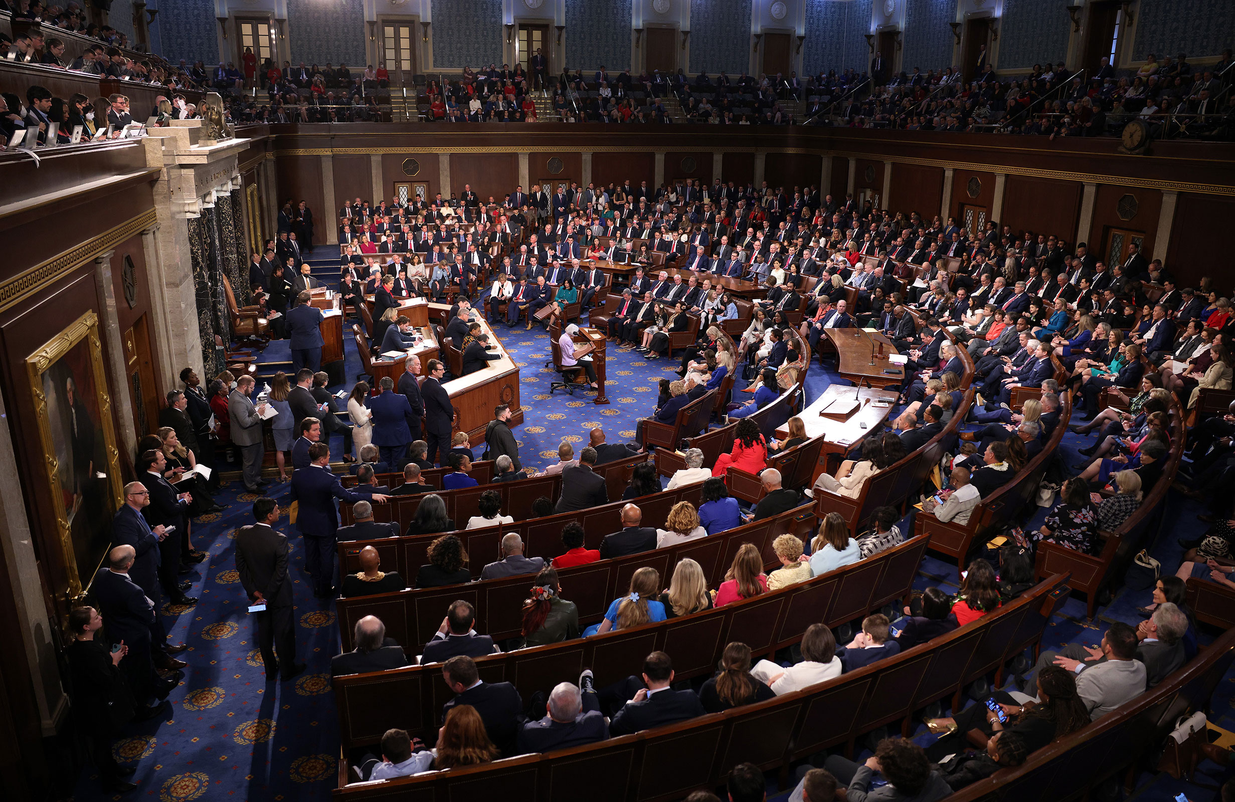 Members of the House of Representatives participate in the vote for Speaker on the first day of the 118th Congress on January 3.